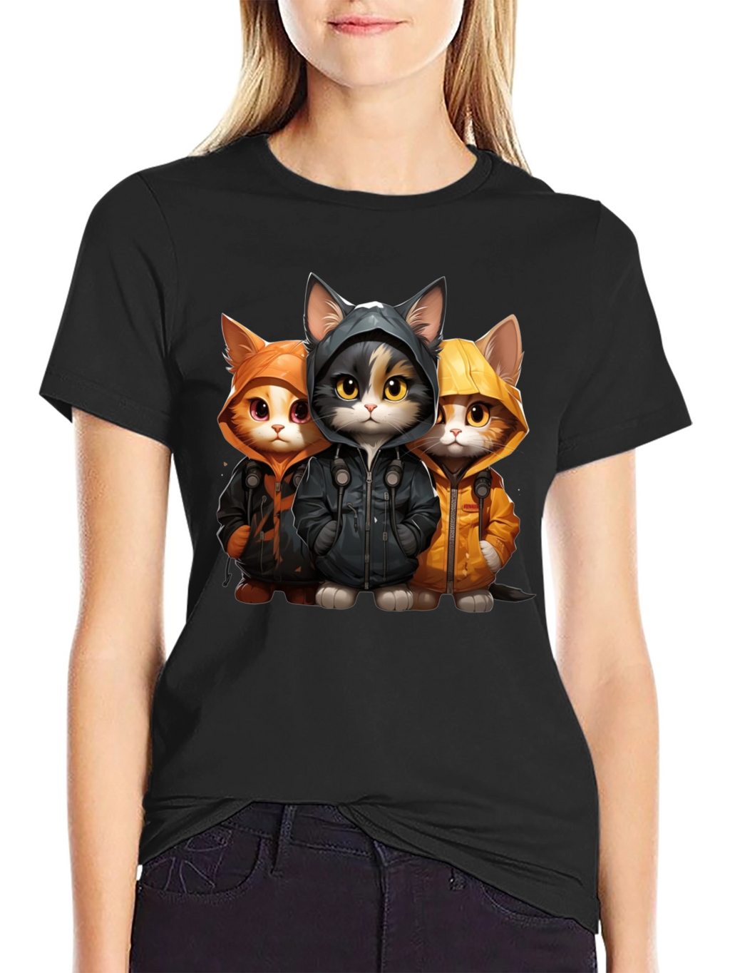 Cool Cats in Hoodies Graphic Tee