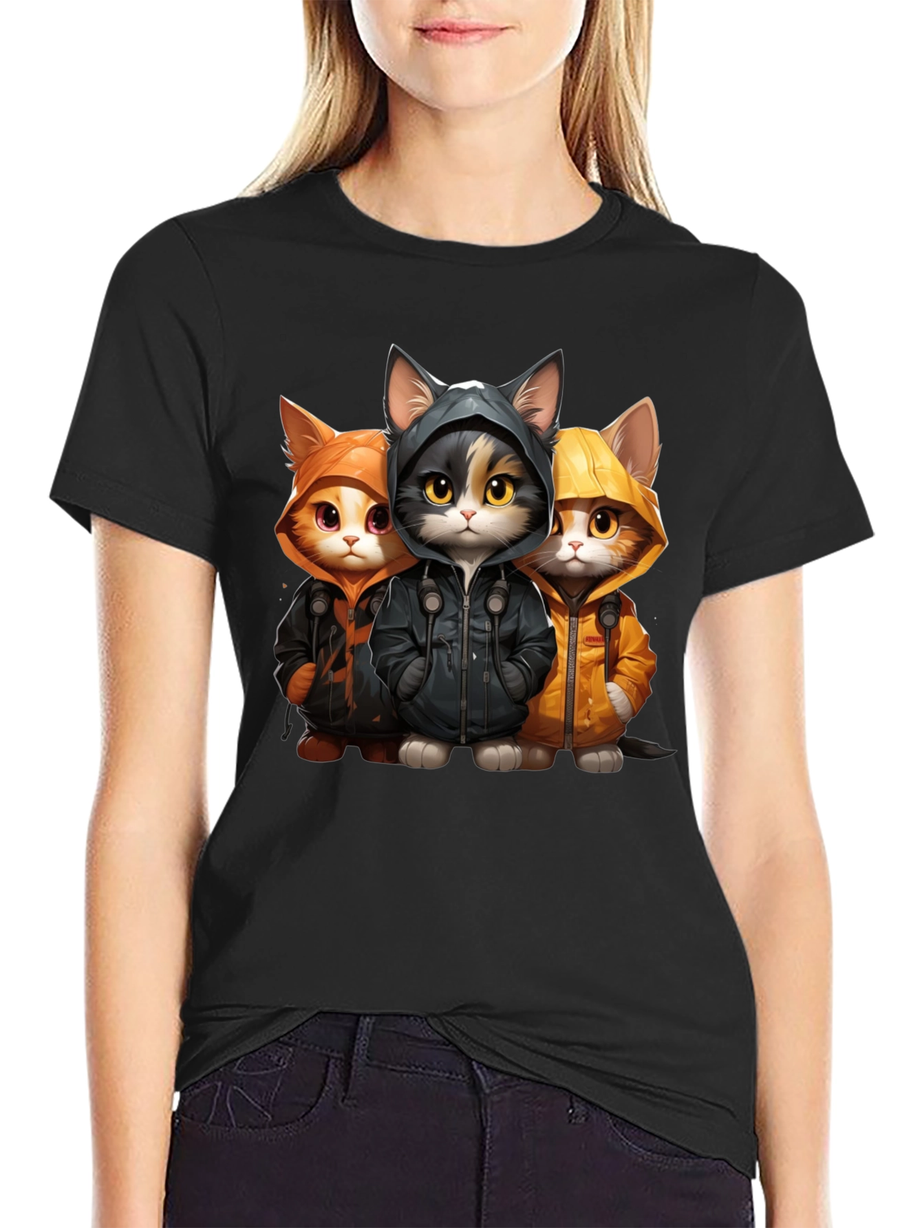 Cool Cats in Hoodies Graphic Tee