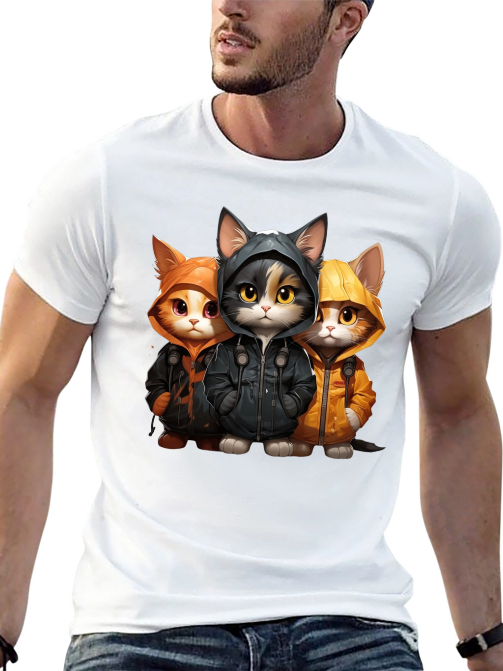 Cool Cats in Hoodies Graphic Tee