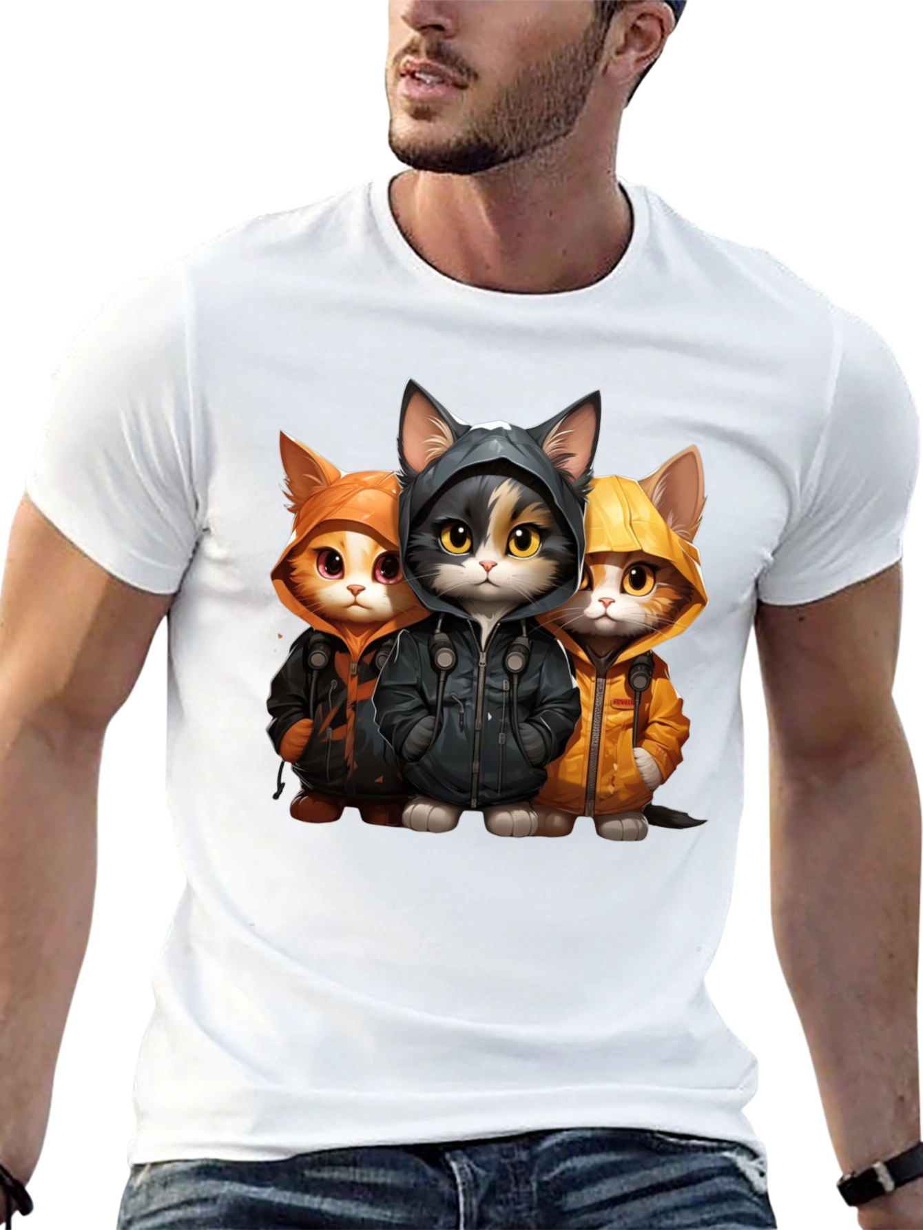 Cool Cats in Hoodies Graphic Tee