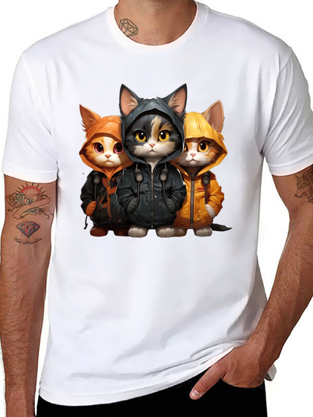 Cool Cats in Hoodies Graphic Tee