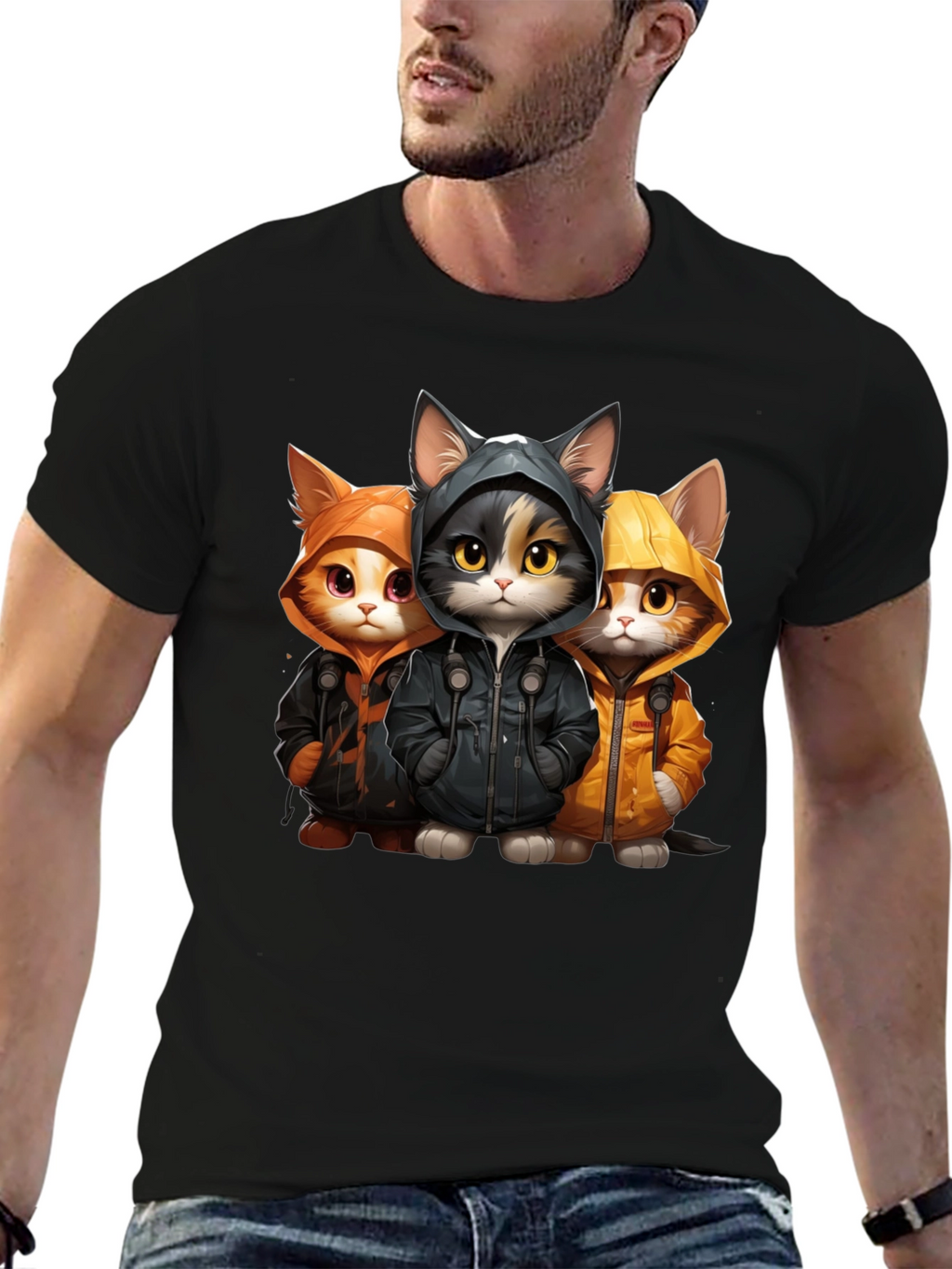 Cool Cats in Hoodies Graphic Tee