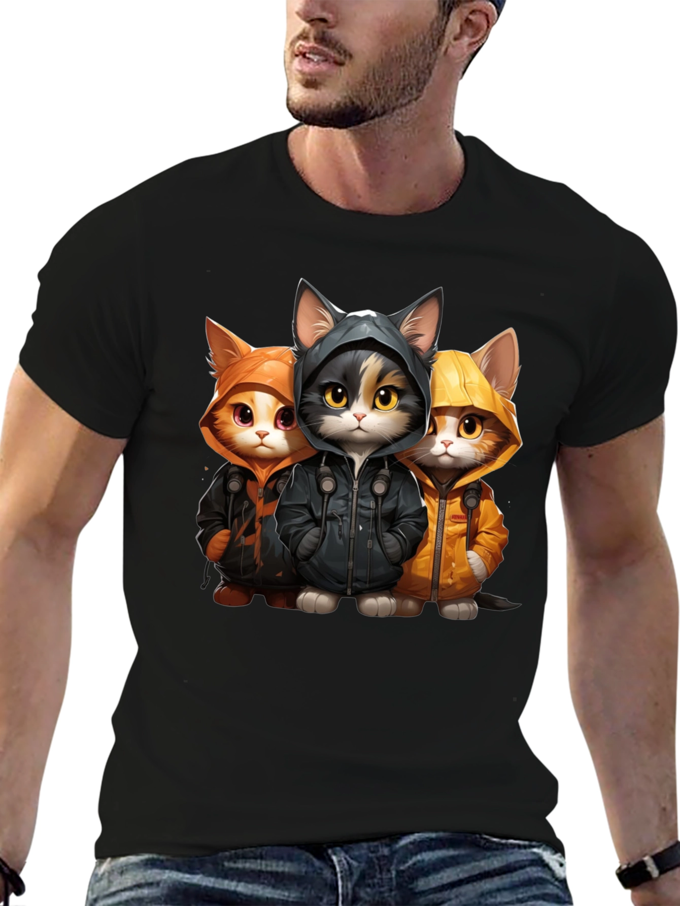 Cool Cats in Hoodies Graphic Tee
