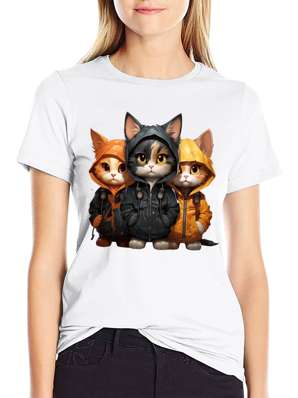 Cool Cats in Hoodies Graphic Tee