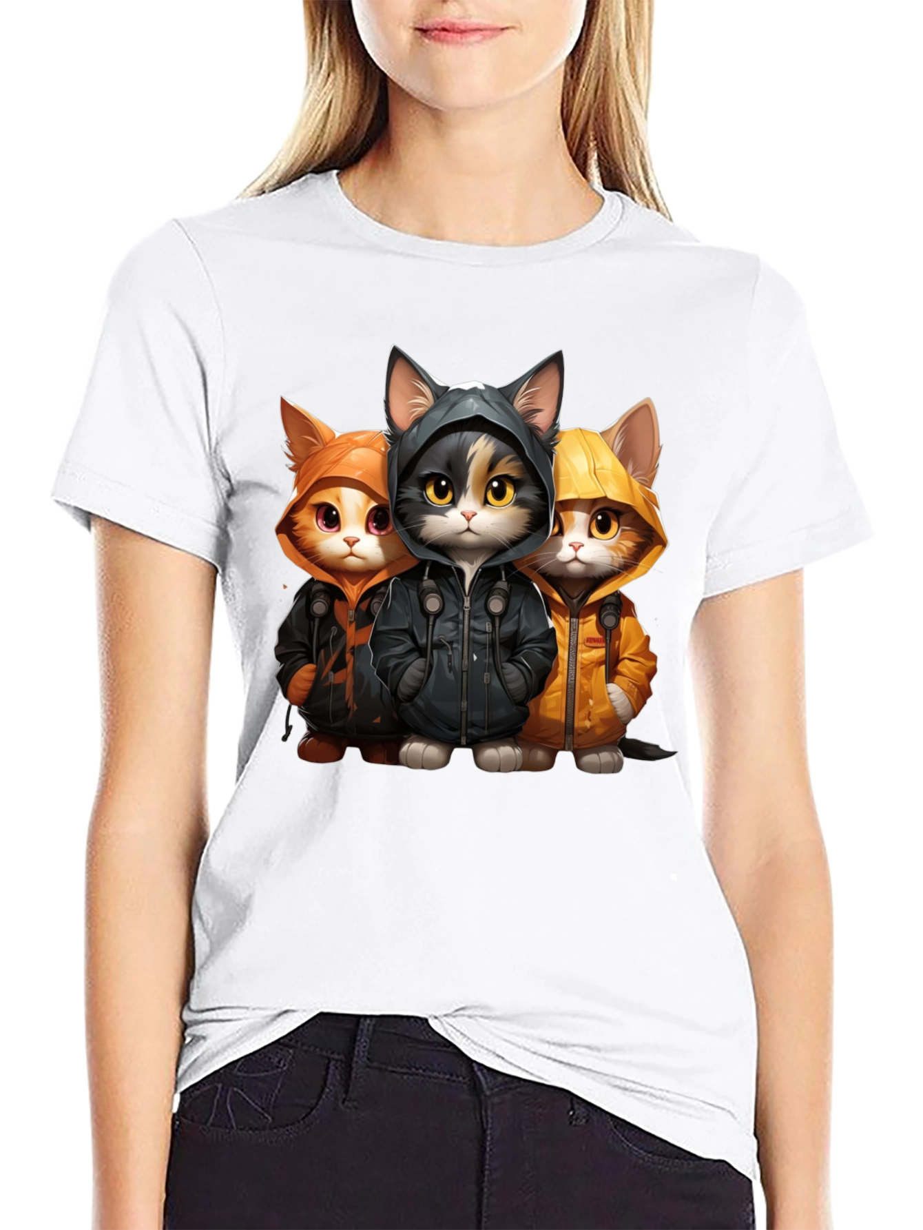 Cool Cats in Hoodies Graphic Tee