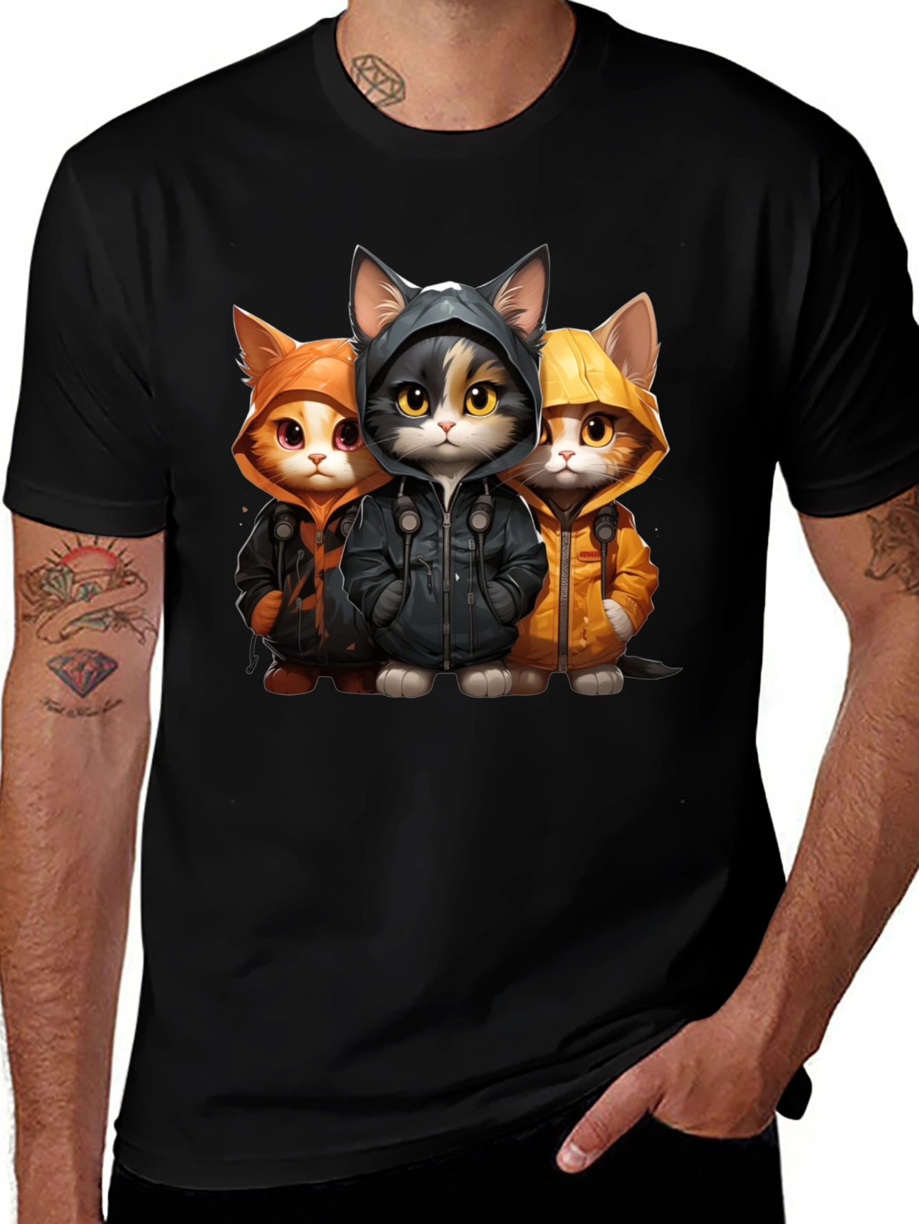 Cool Cats in Hoodies Graphic Tee