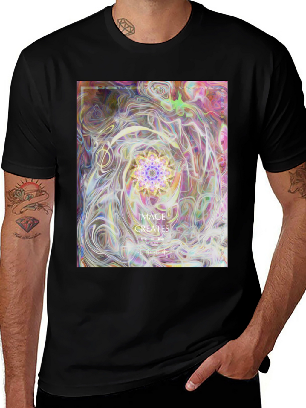 Abstract Art Graphic Tee - Black