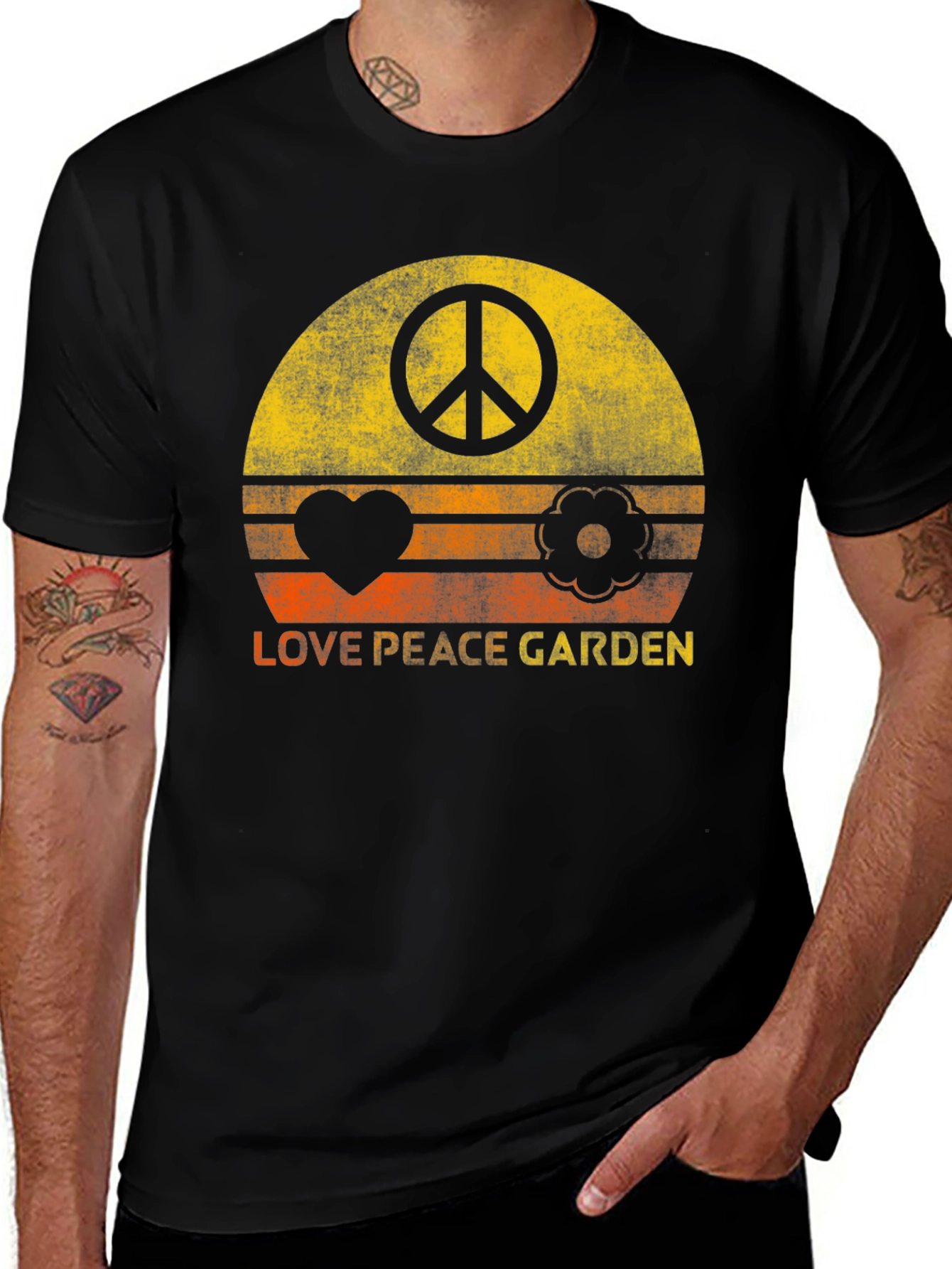 Love Peace Garden Graphic Tee - Retro Style