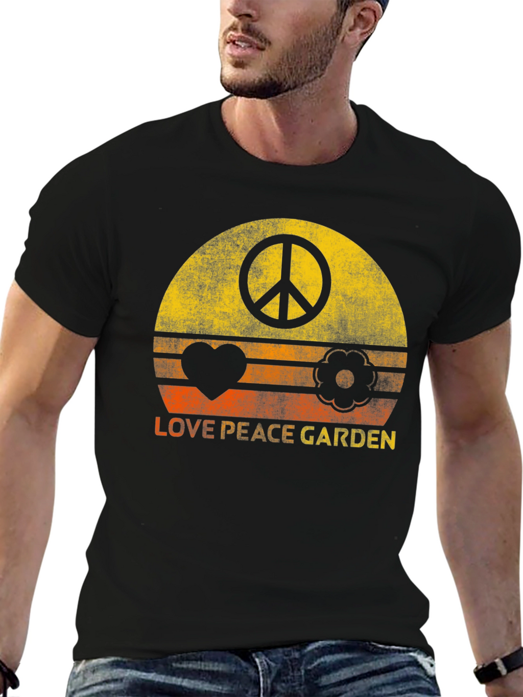 Love Peace Garden Graphic Tee - Retro Style