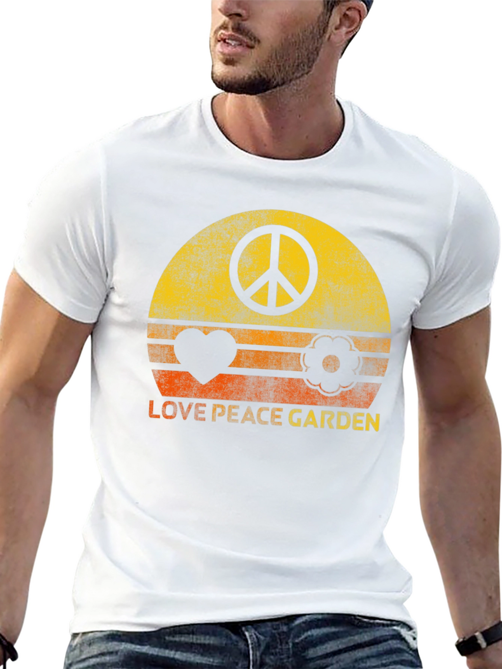 Love Peace Garden Graphic Tee - Retro Style