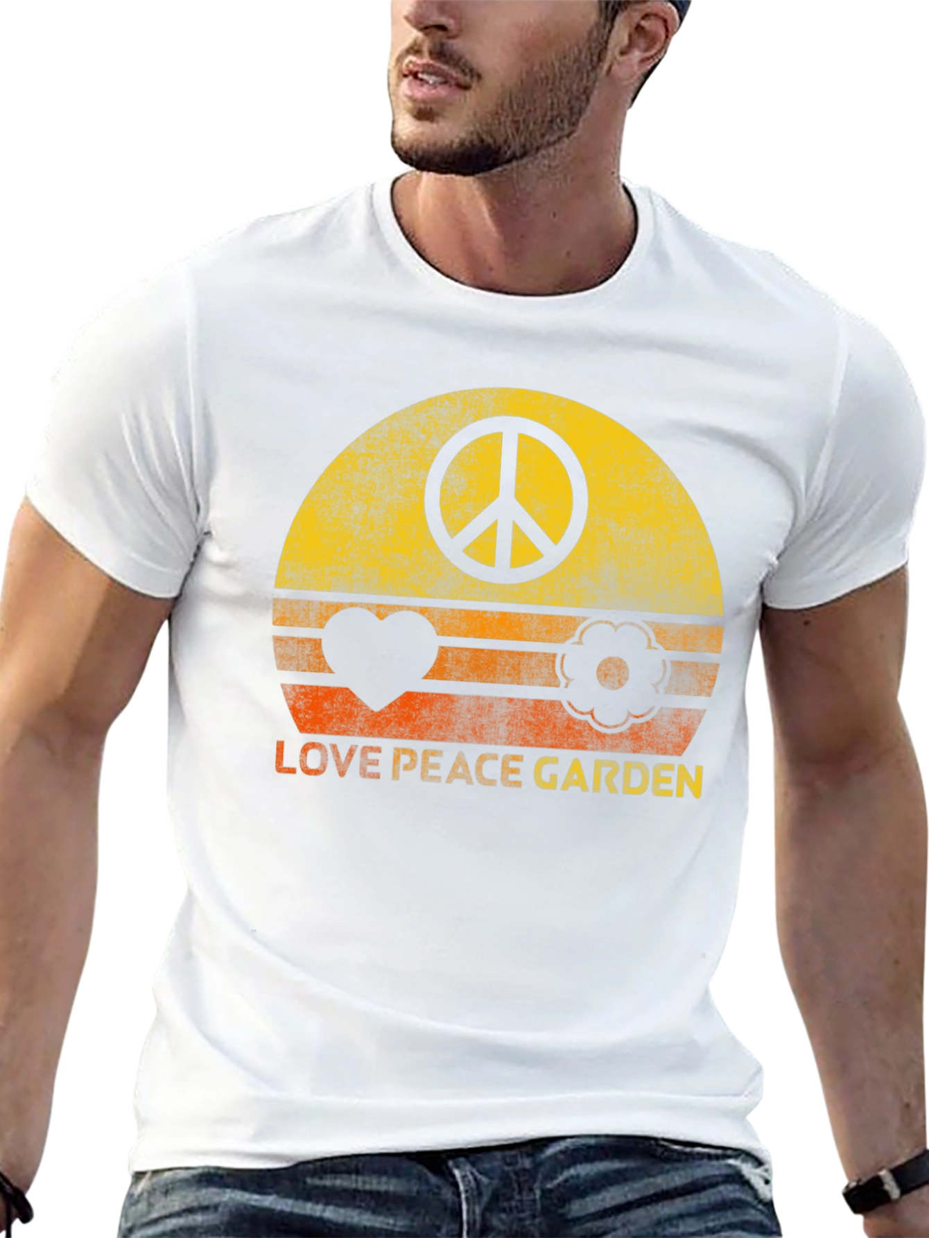 Love Peace Garden Graphic Tee - Retro Style