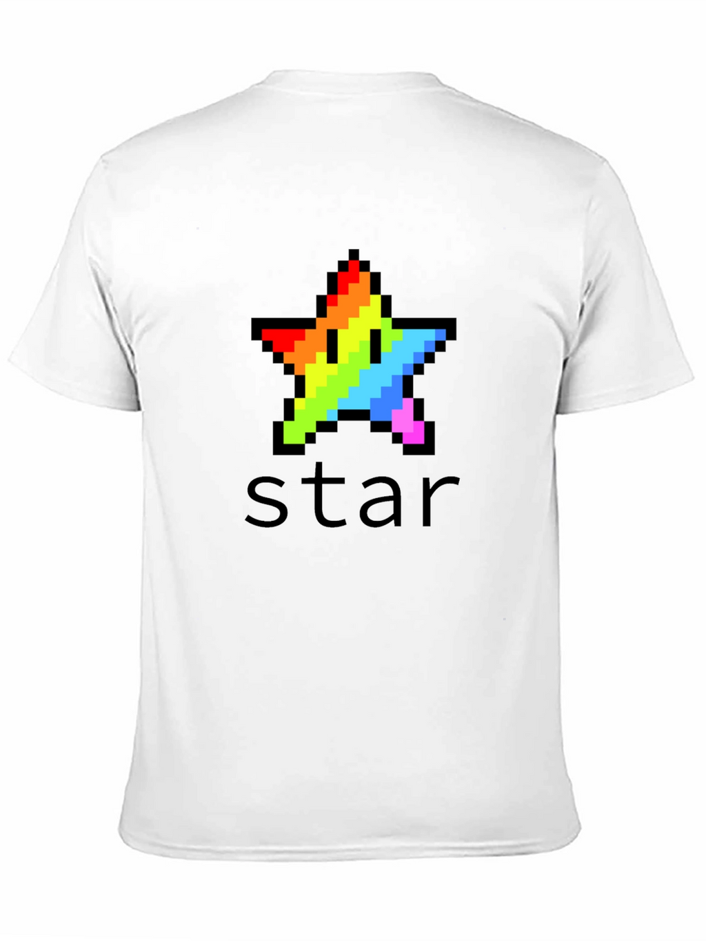 Rainbow Pixel Star Black T-Shirt
