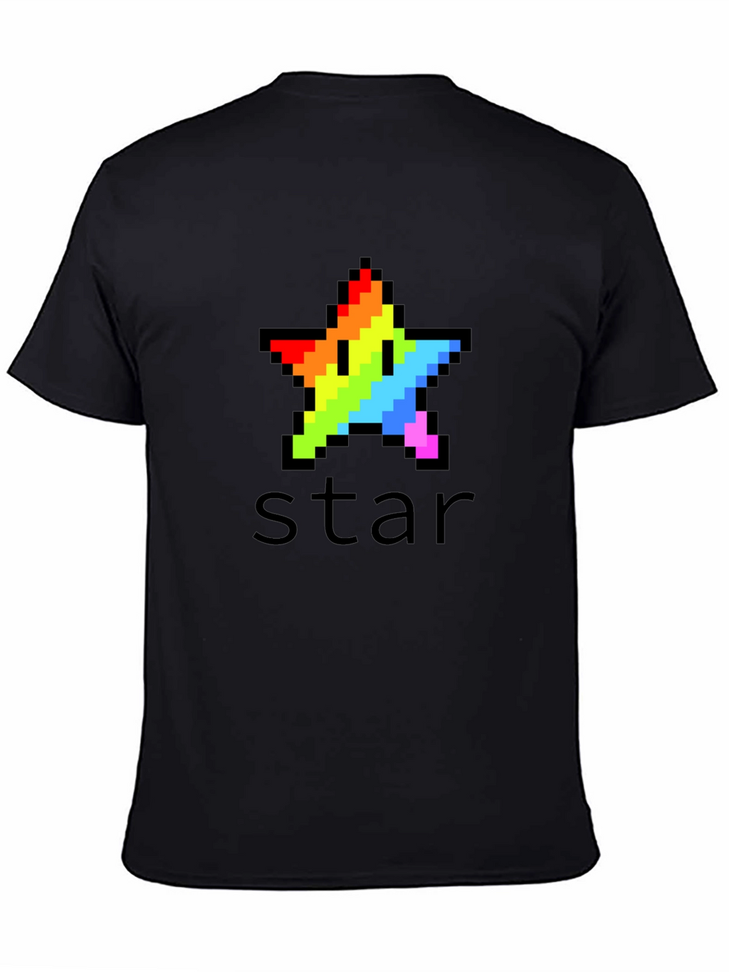 Rainbow Pixel Star Black T-Shirt