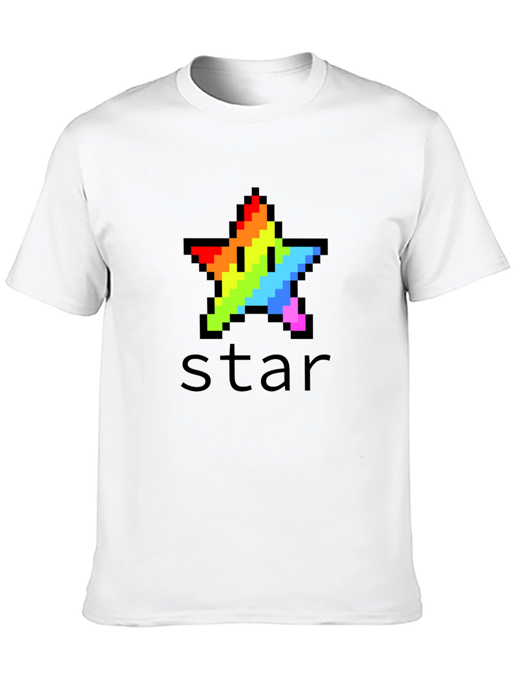 Rainbow Pixel Star Black T-Shirt