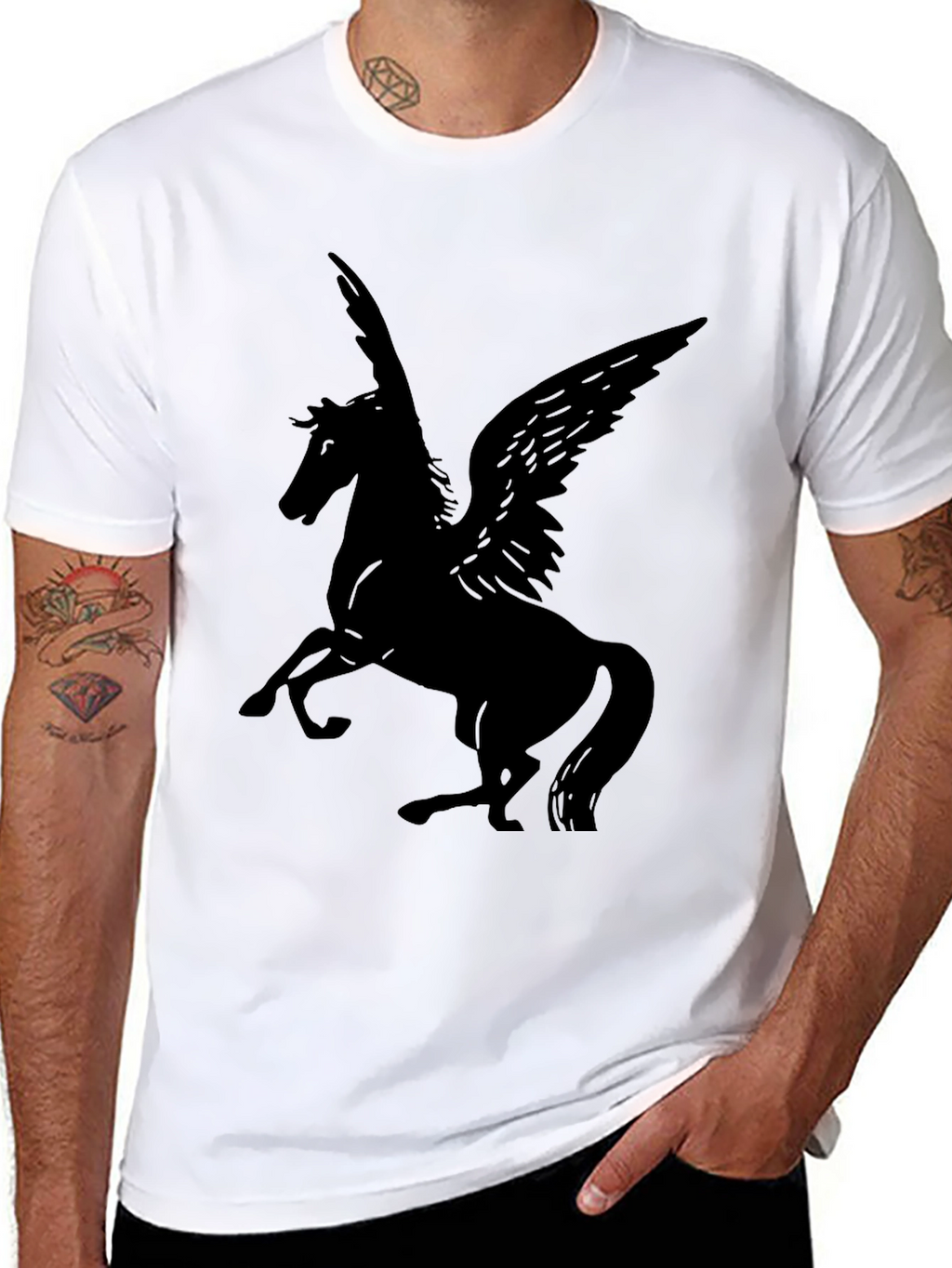 Mens Black Pegasus Graphic Tee