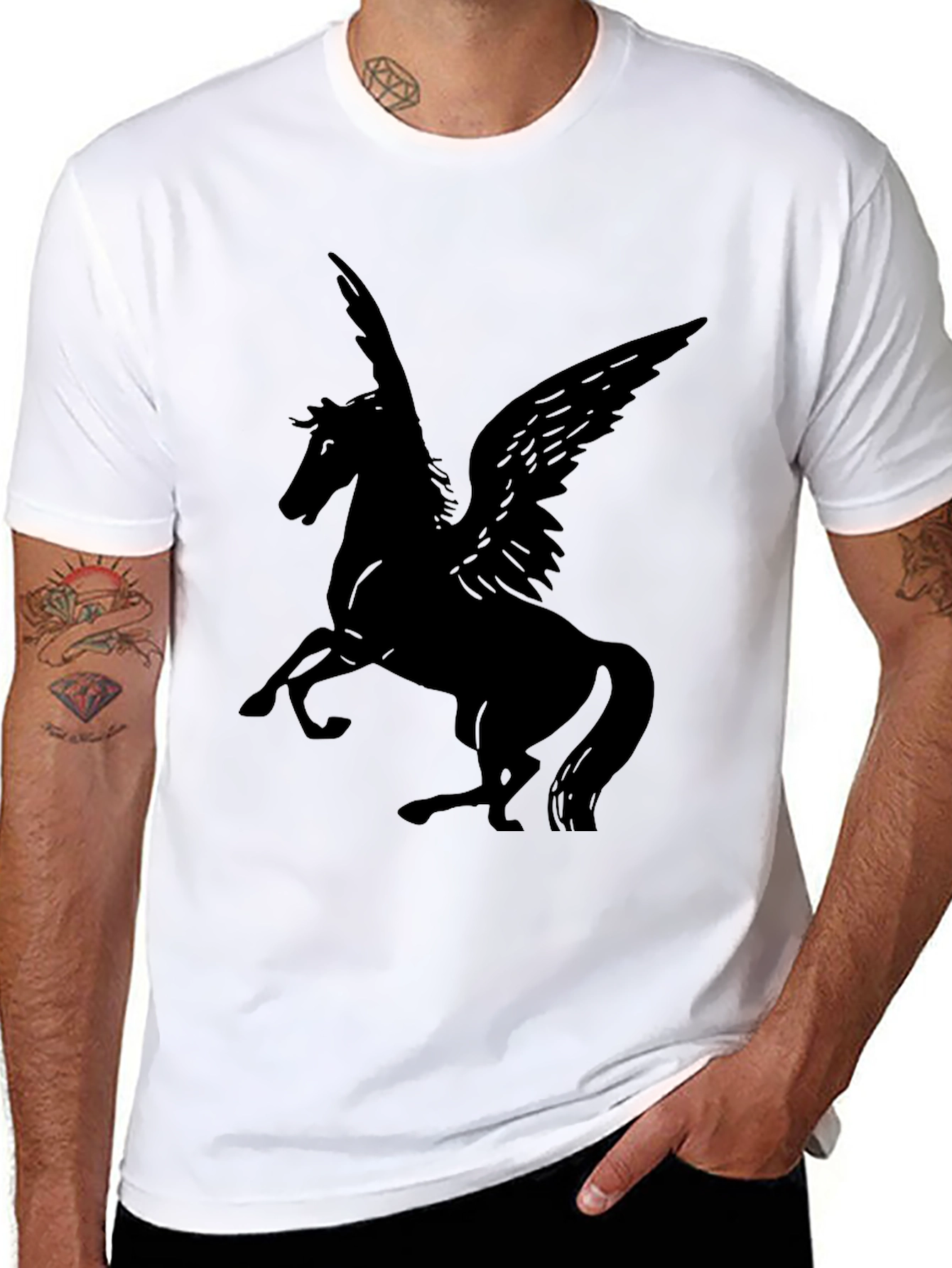 Mens Black Pegasus Graphic Tee
