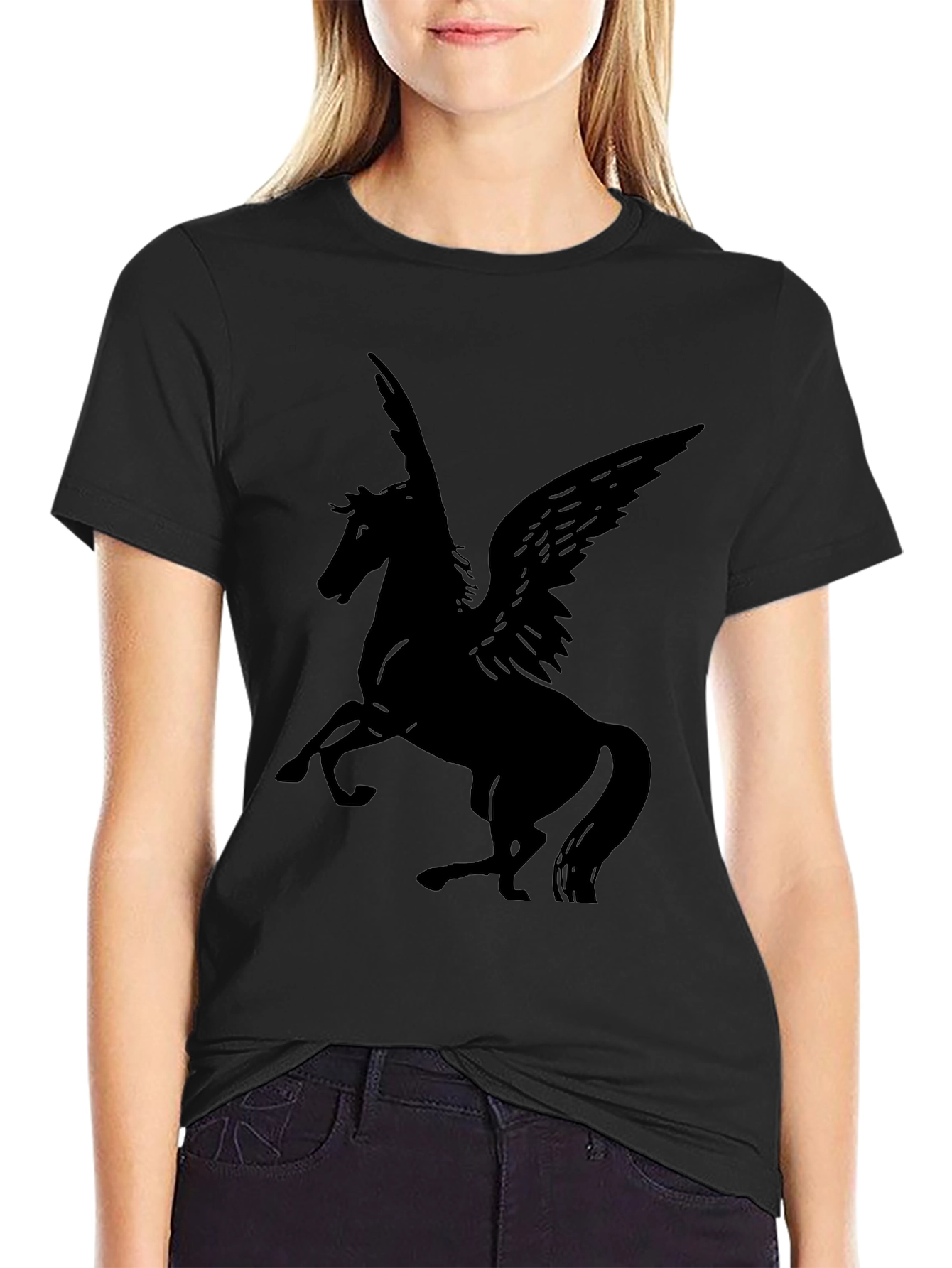 Mens Black Pegasus Graphic Tee