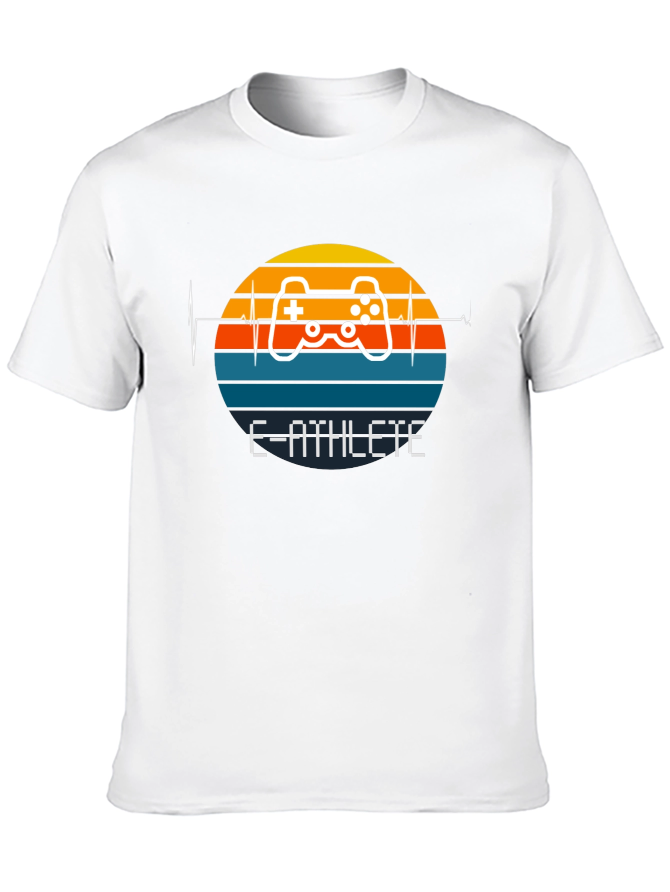 E-Athlete Gaming T-Shirt - Retro Sunset Controller Design
