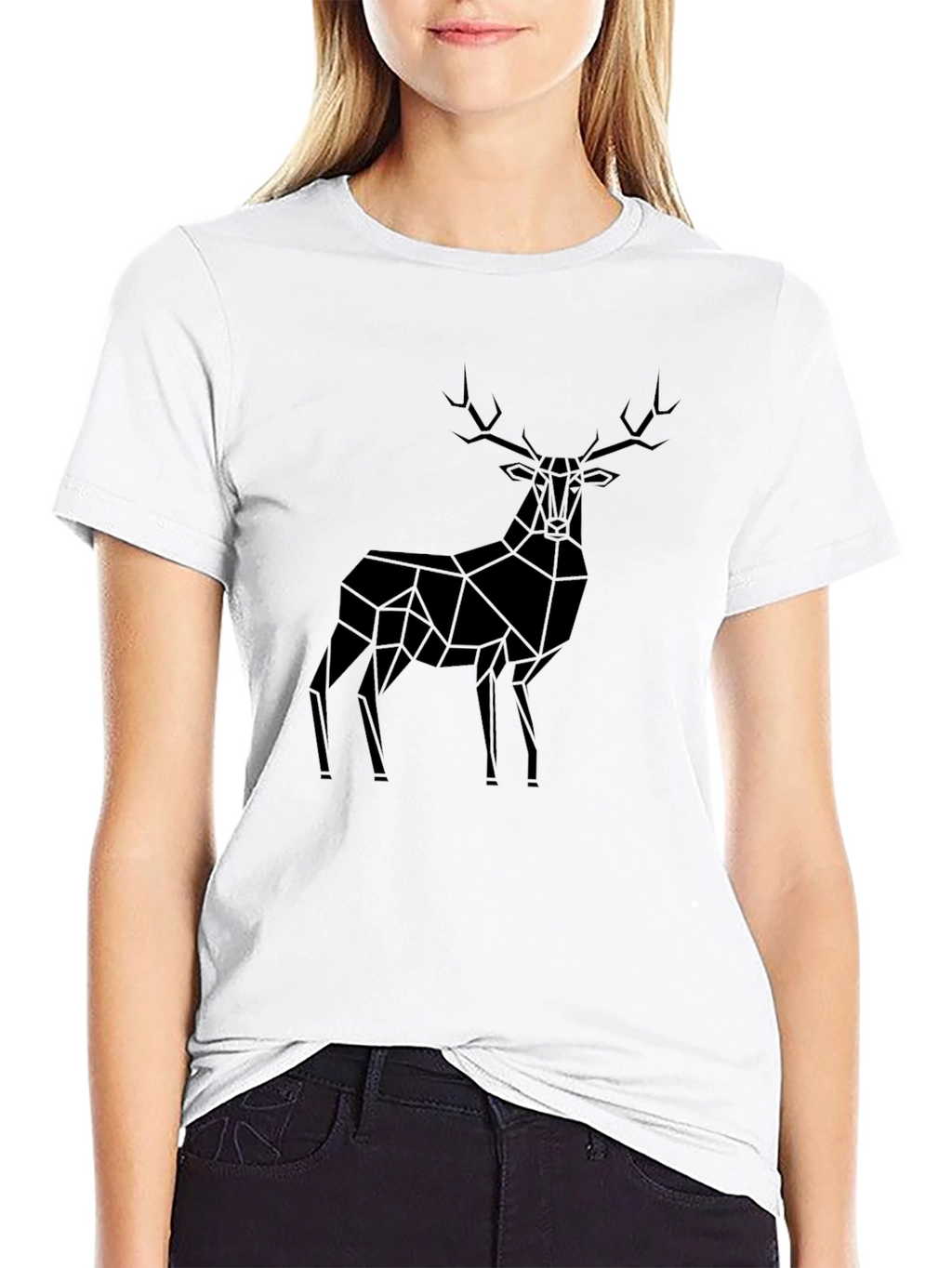 Geometric Deer Black T-Shirt