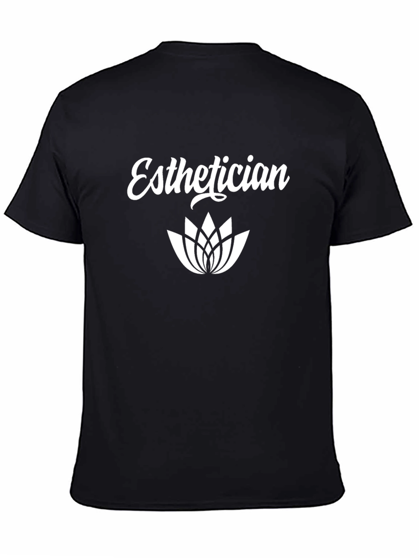 Esthetician T-Shirt | Black Cotton Tee with Lotus Flower Design