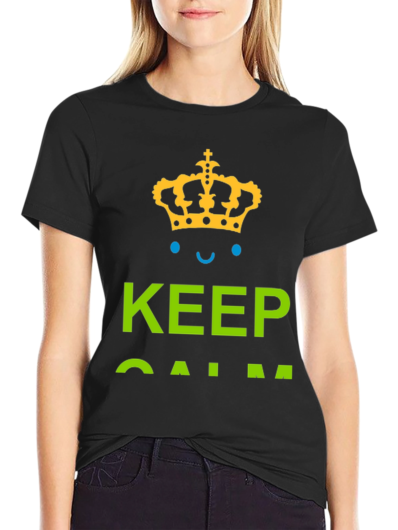 Keep Calm Graphic Tee - Black Cotton T-Shirt
