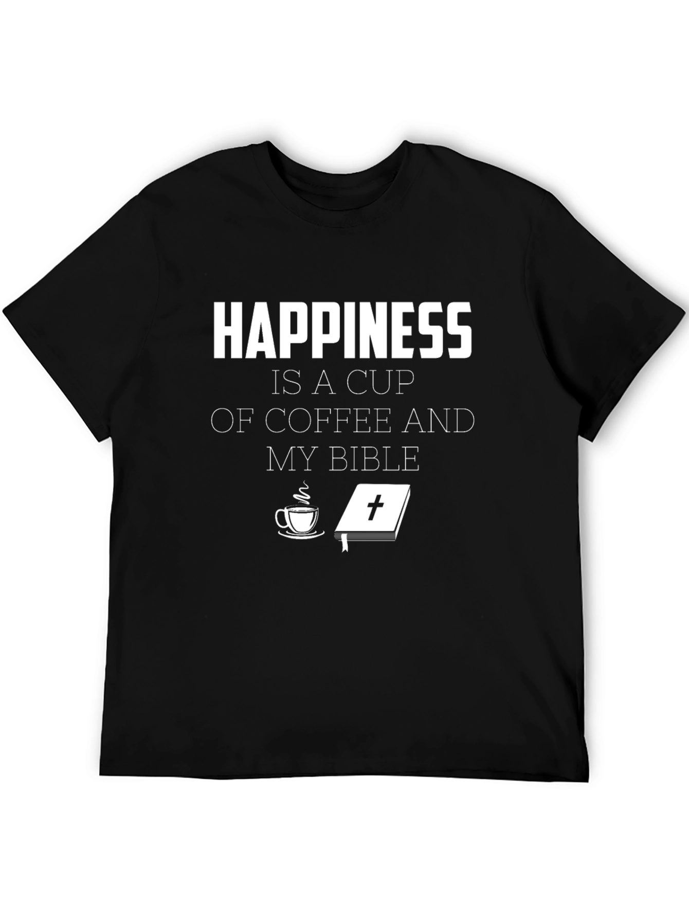 Happiness Coffee and Bible Graphic T-Shirt