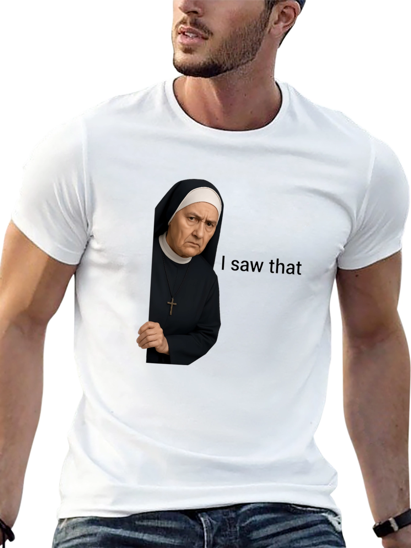 I Saw That Nun T-Shirt Funny Graphic Tee