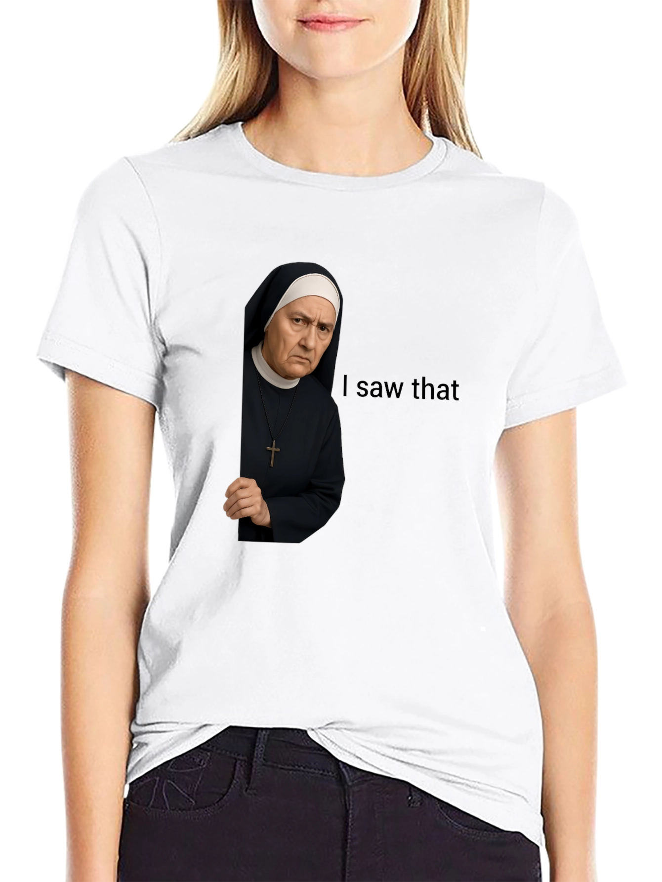 I Saw That Nun T-Shirt Funny Graphic Tee