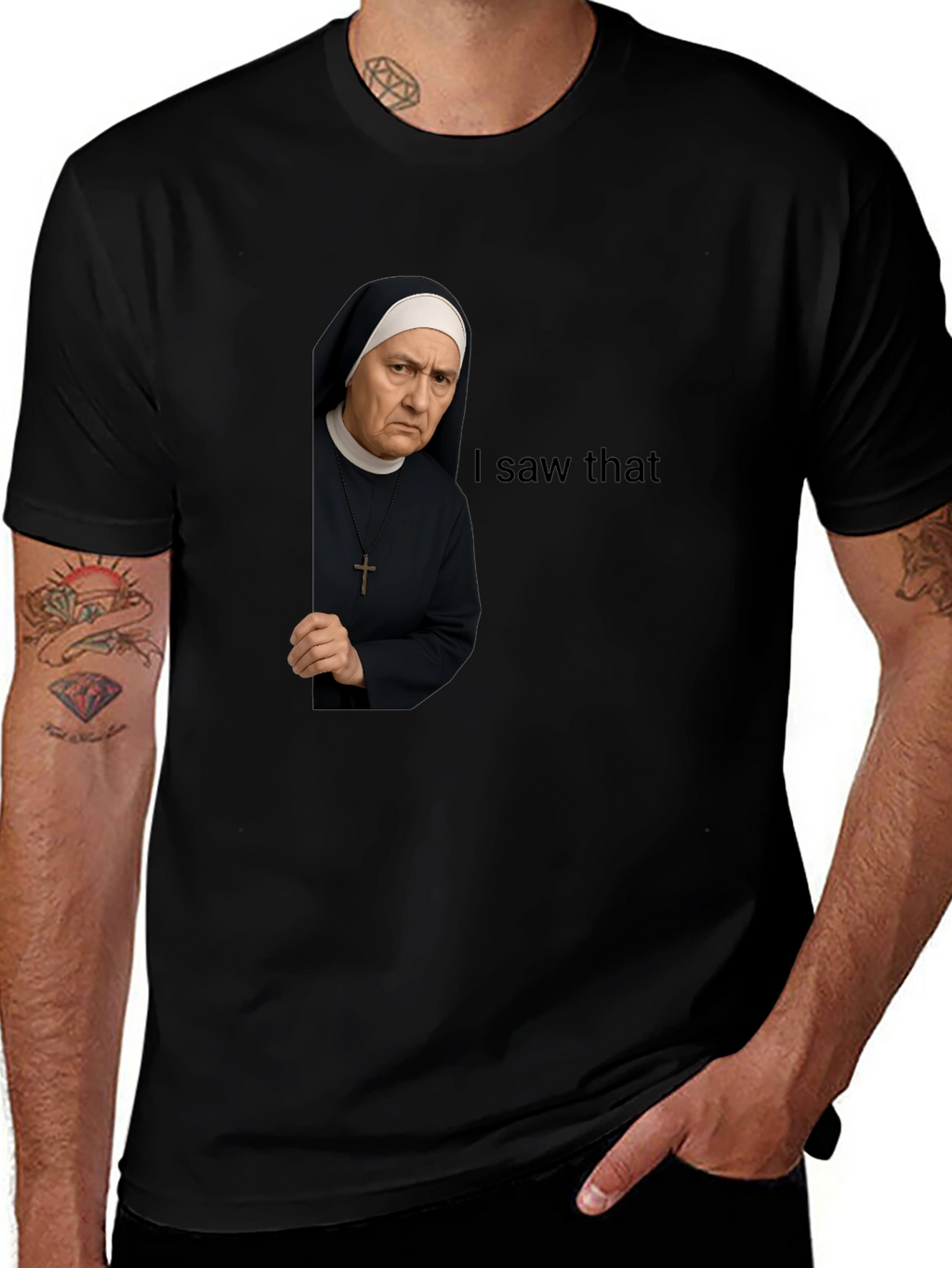 I Saw That Nun T-Shirt Funny Graphic Tee