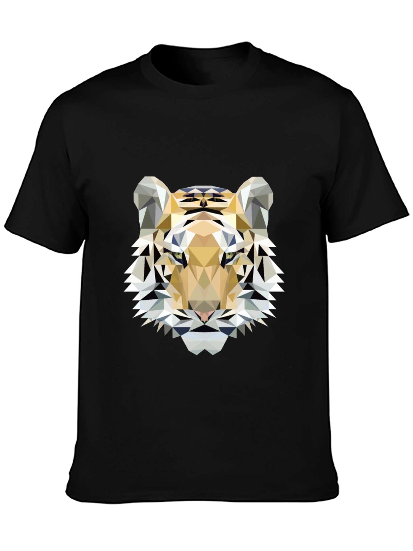 Geometric Tiger Print Black T-Shirt