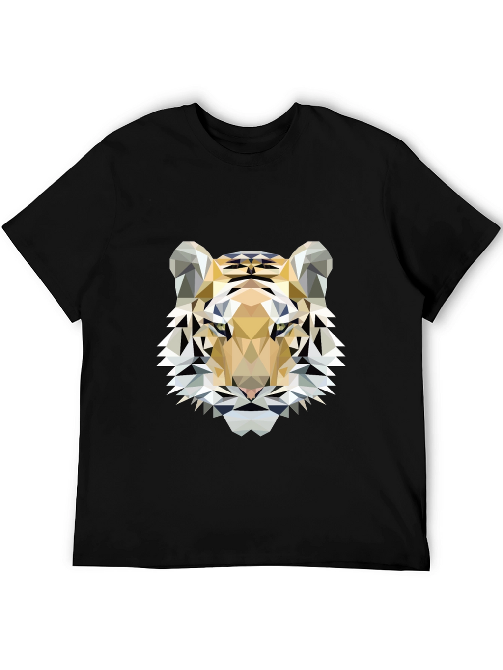 Geometric Tiger Print Black T-Shirt