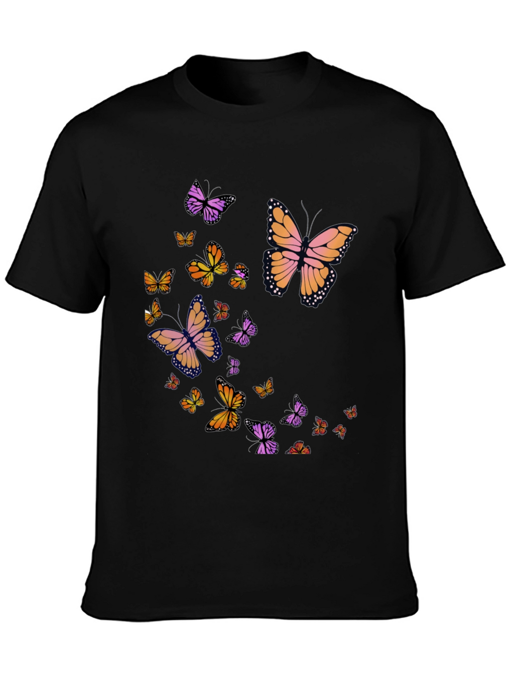 Butterfly Print Black T-Shirt