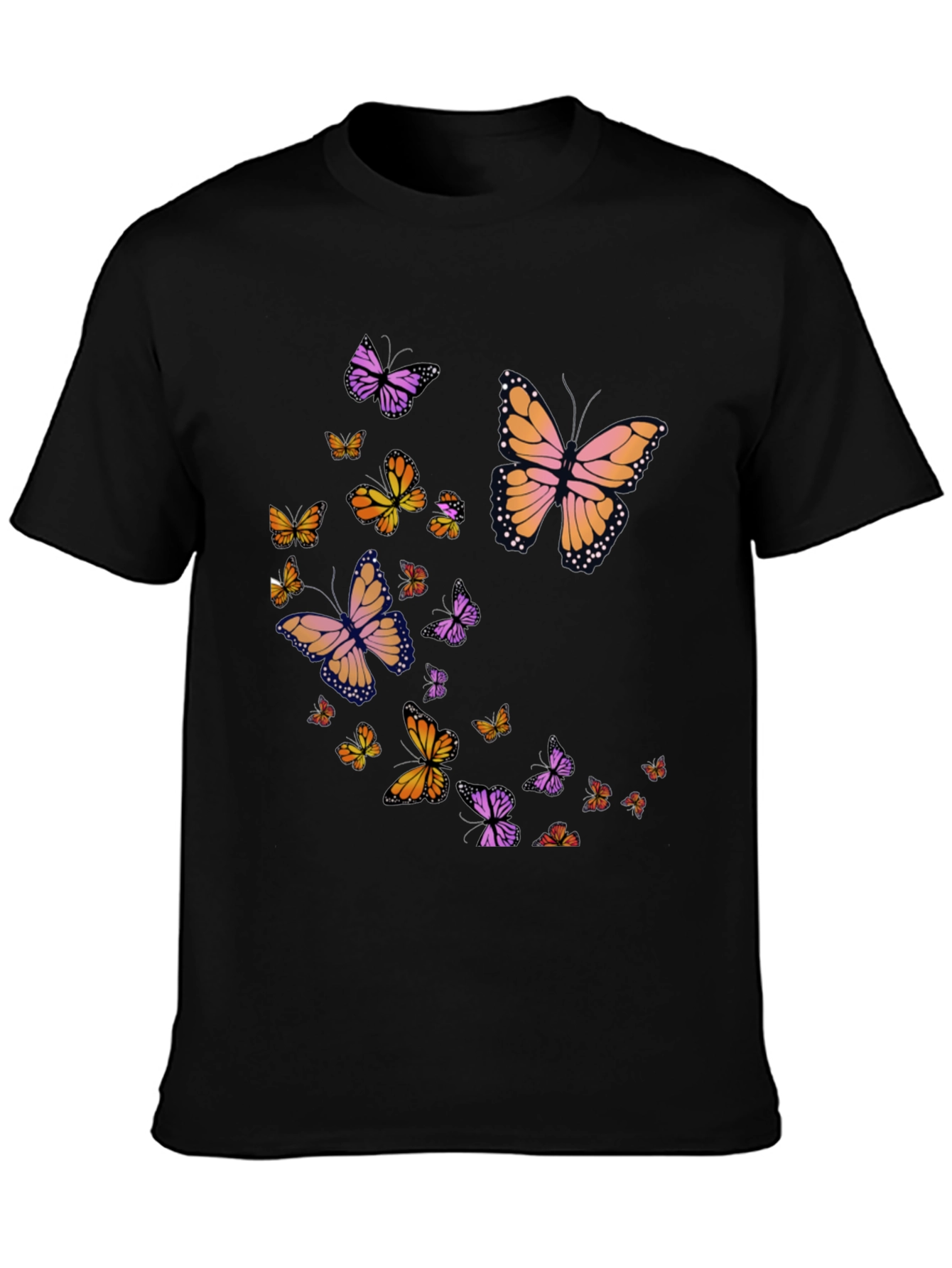 Butterfly Print Black T-Shirt