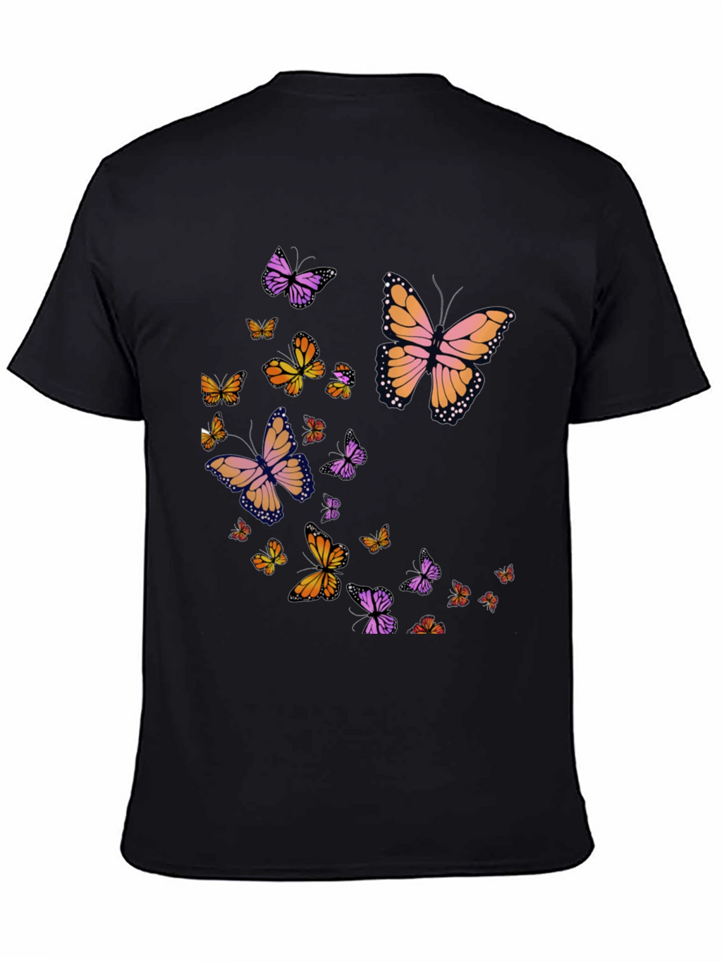 Butterfly Print Black T-Shirt