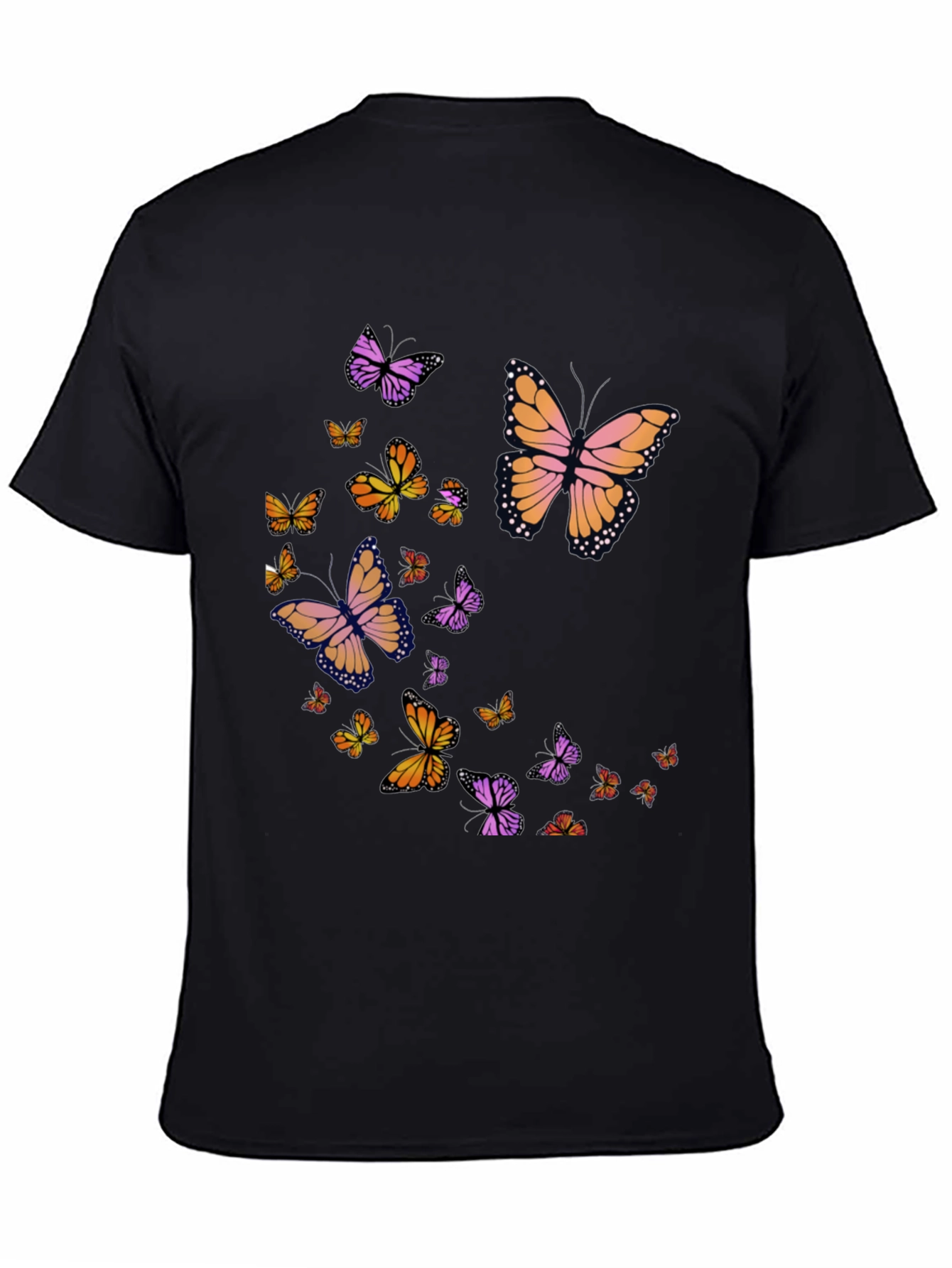 Butterfly Print Black T-Shirt