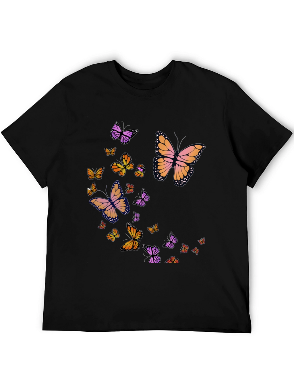 Butterfly Print Black T-Shirt