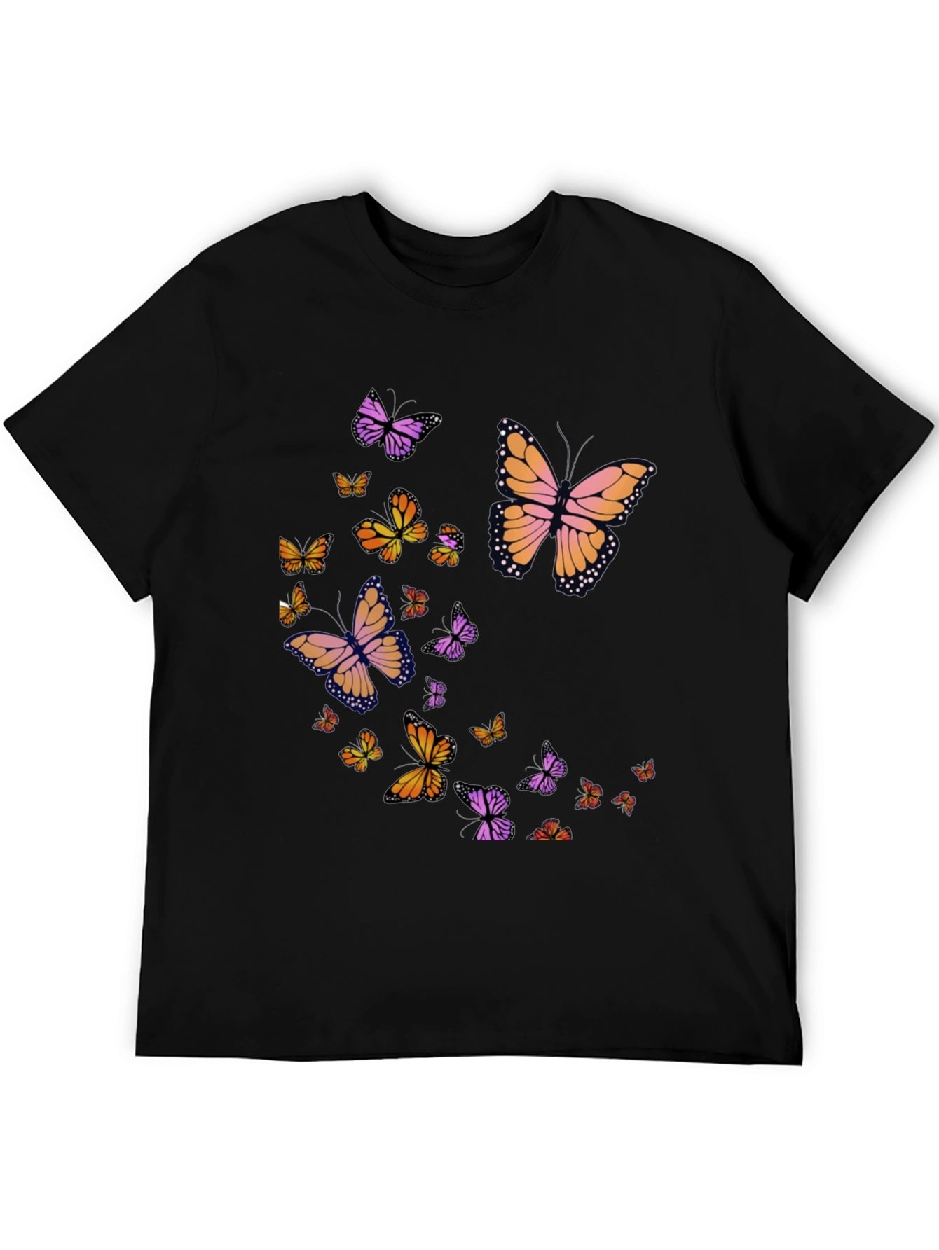 Butterfly Print Black T-Shirt