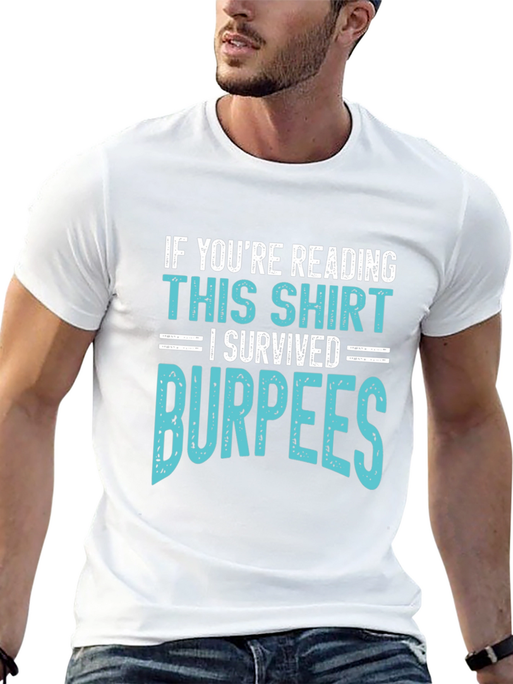 I Survived Burpees T-Shirt Funny Workout Gym Tee