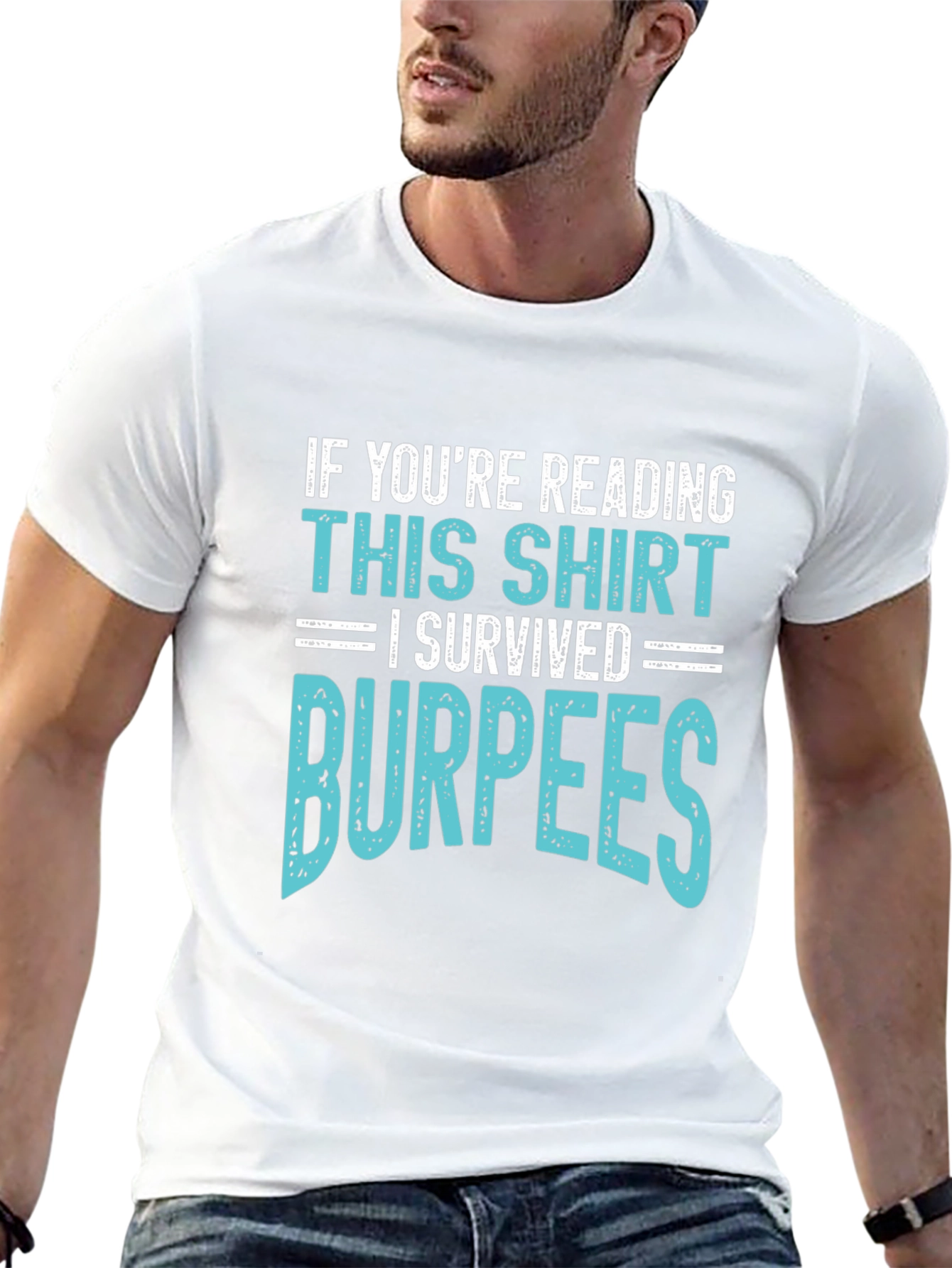 I Survived Burpees T-Shirt Funny Workout Gym Tee