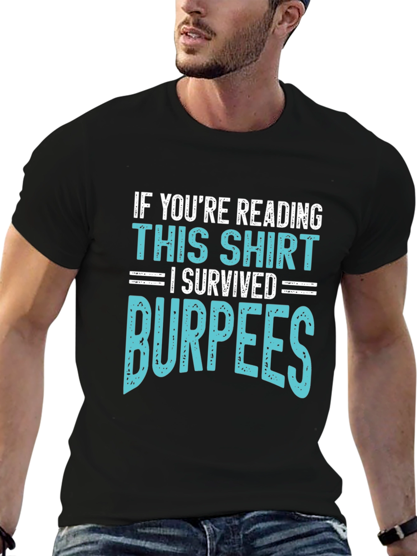 I Survived Burpees T-Shirt Funny Workout Gym Tee