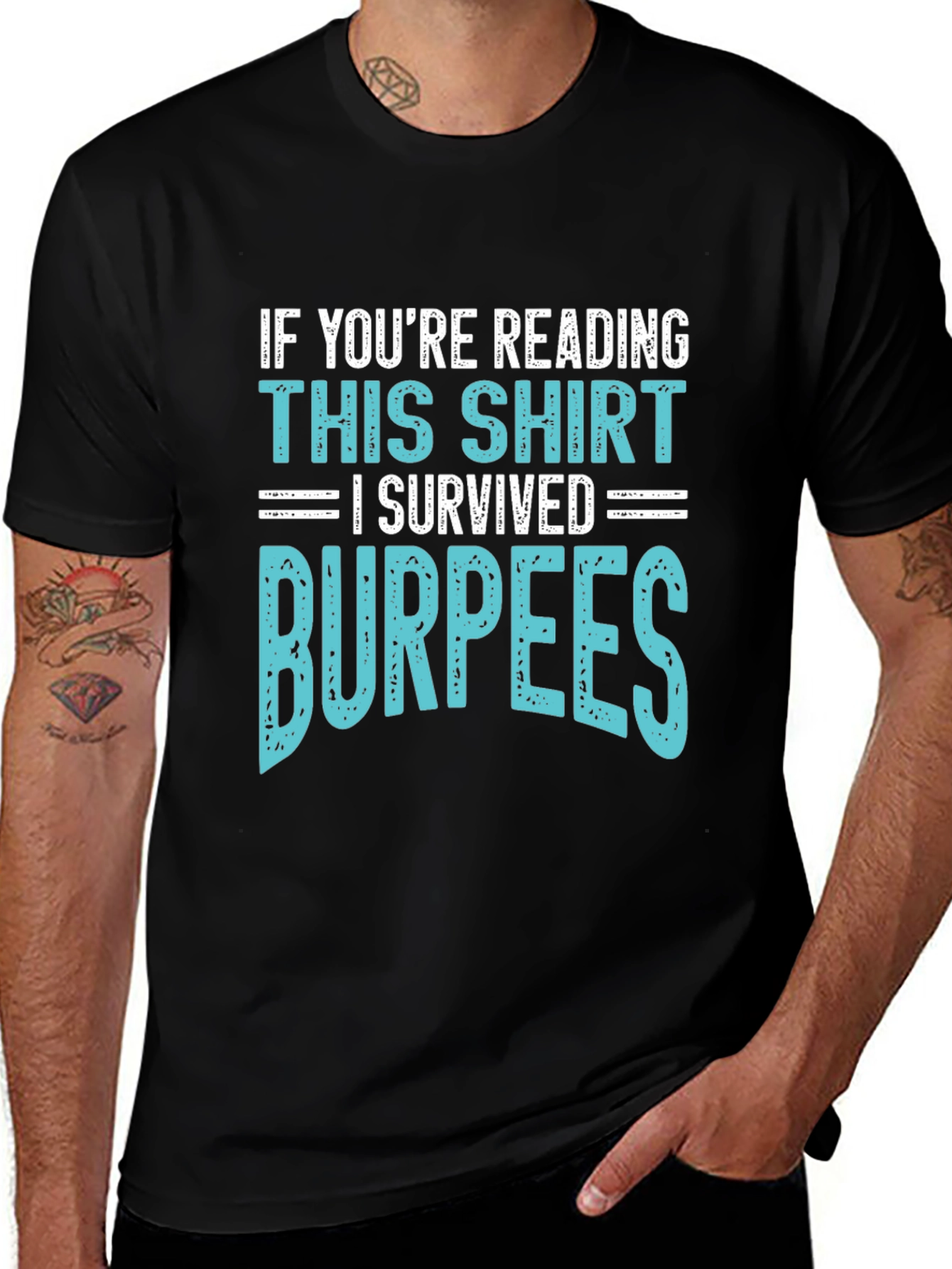 I Survived Burpees T-Shirt Funny Workout Gym Tee