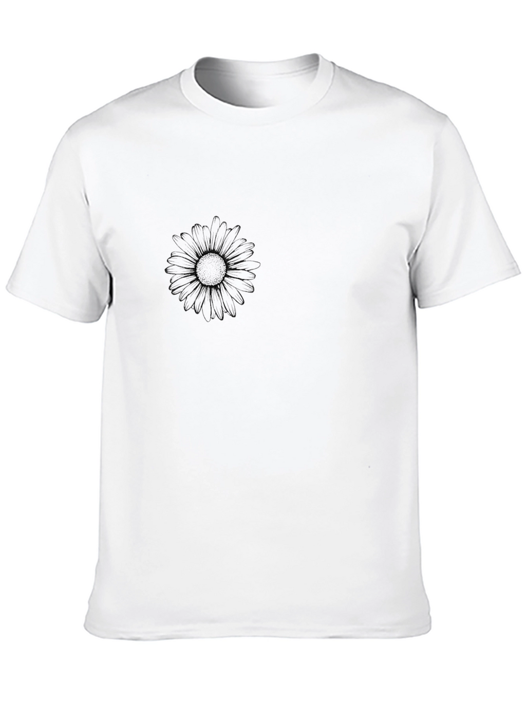 Mens Black Graphic Tee - Subtle Daisy Design