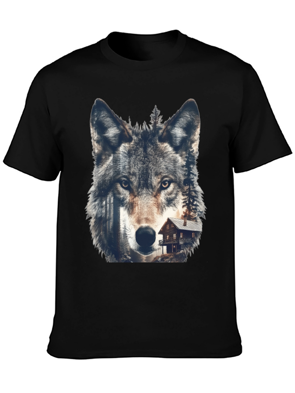 Wolf Cabin Graphic Tee - Nature Inspired Design