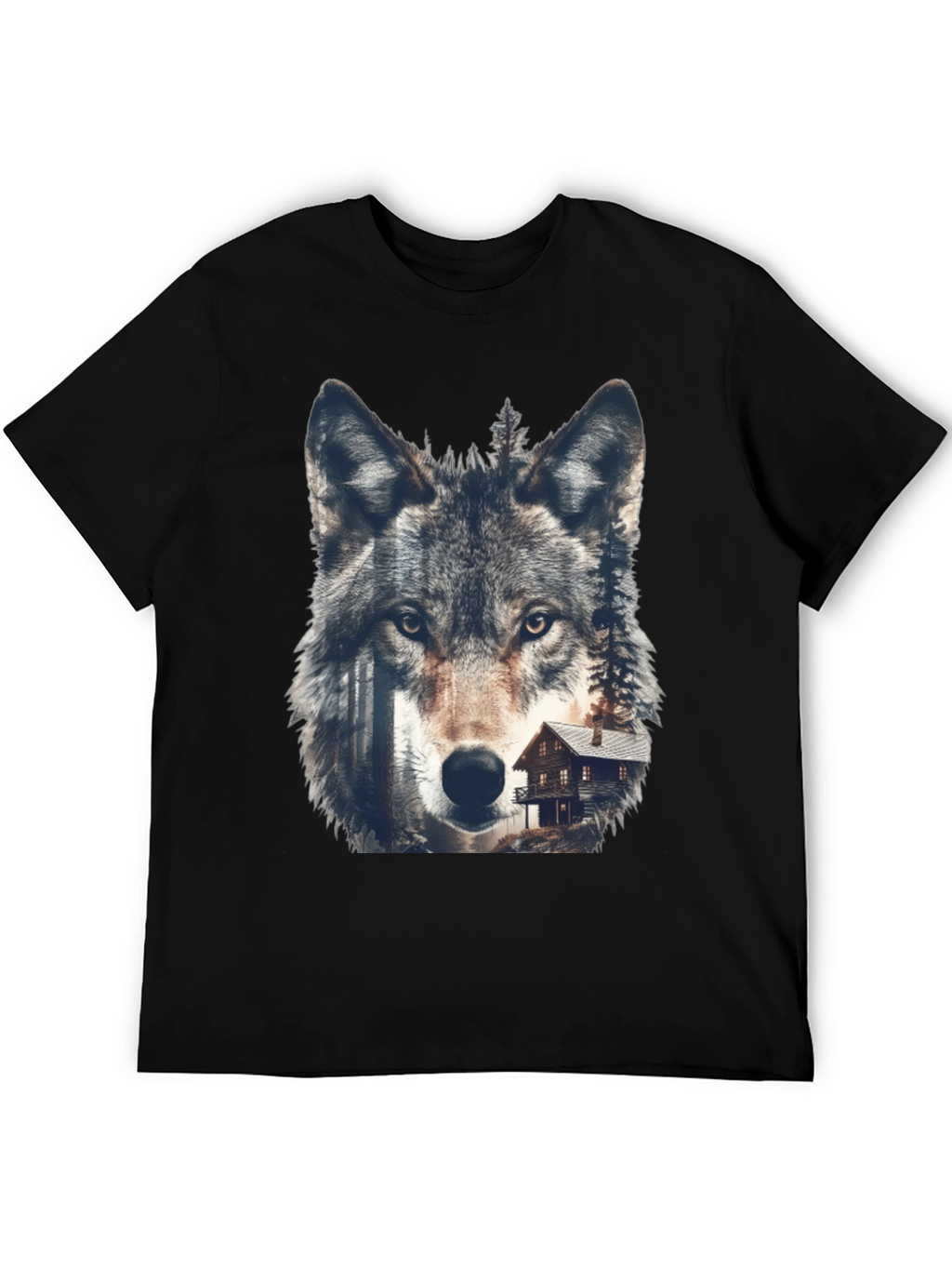Wolf Cabin Graphic Tee - Nature Inspired Design