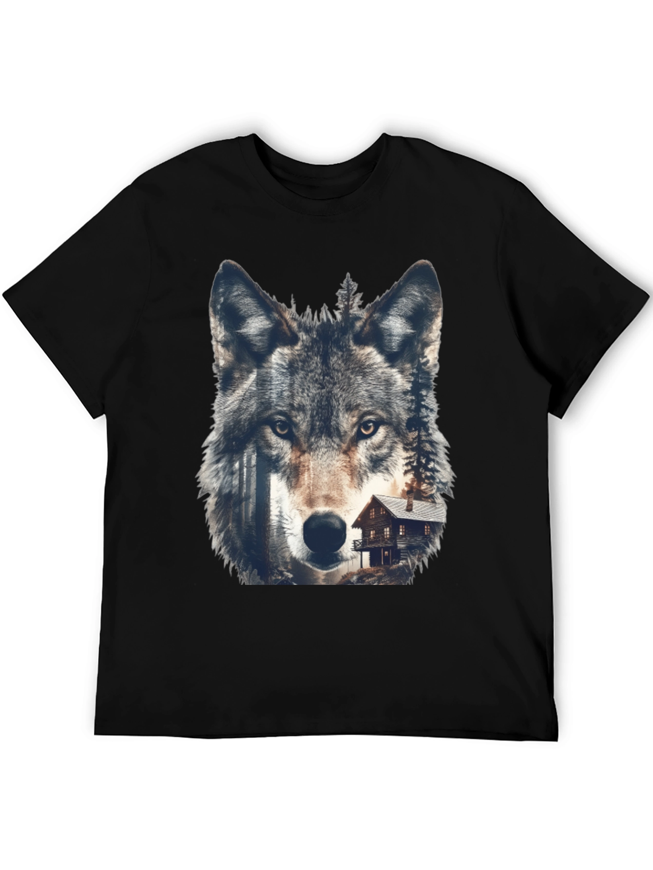Wolf Cabin Graphic Tee - Nature Inspired Design