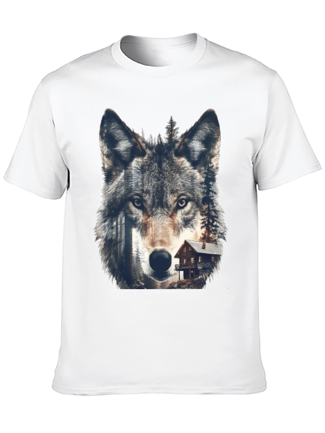 Wolf Cabin Graphic Tee - Nature Inspired Design