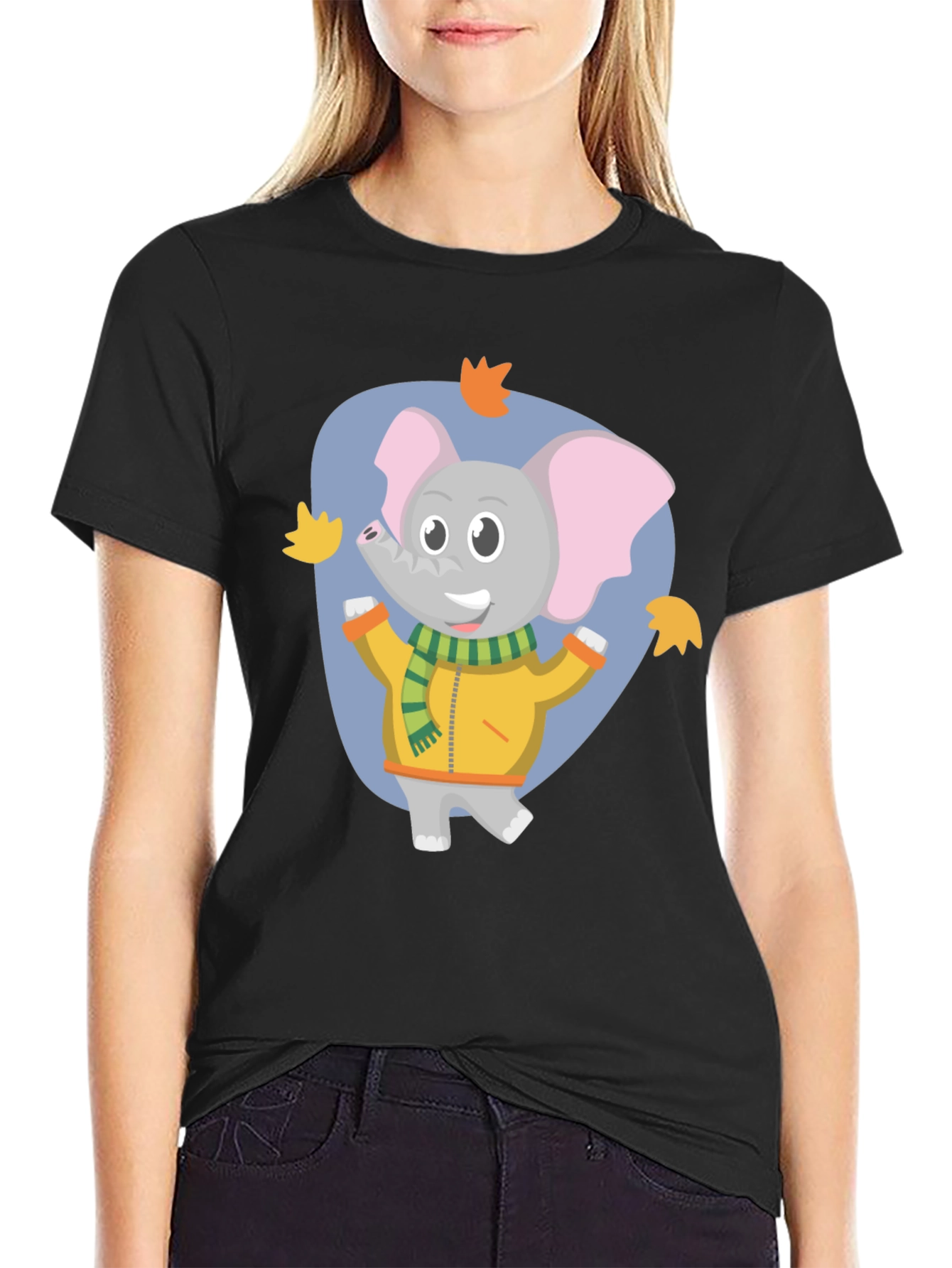 Cute Elephant Fall Cartoon T-Shirt