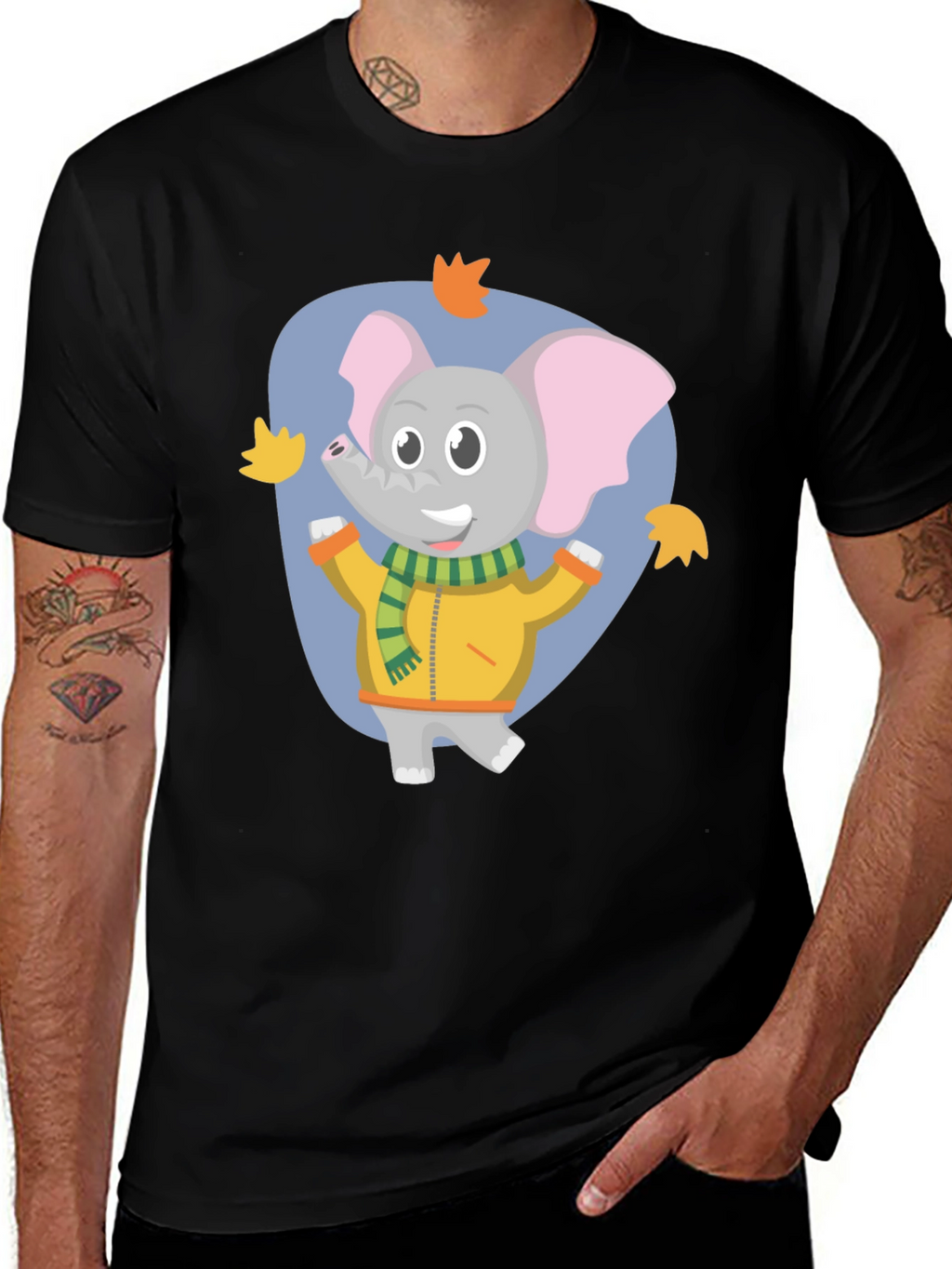 Cute Elephant Fall Cartoon T-Shirt