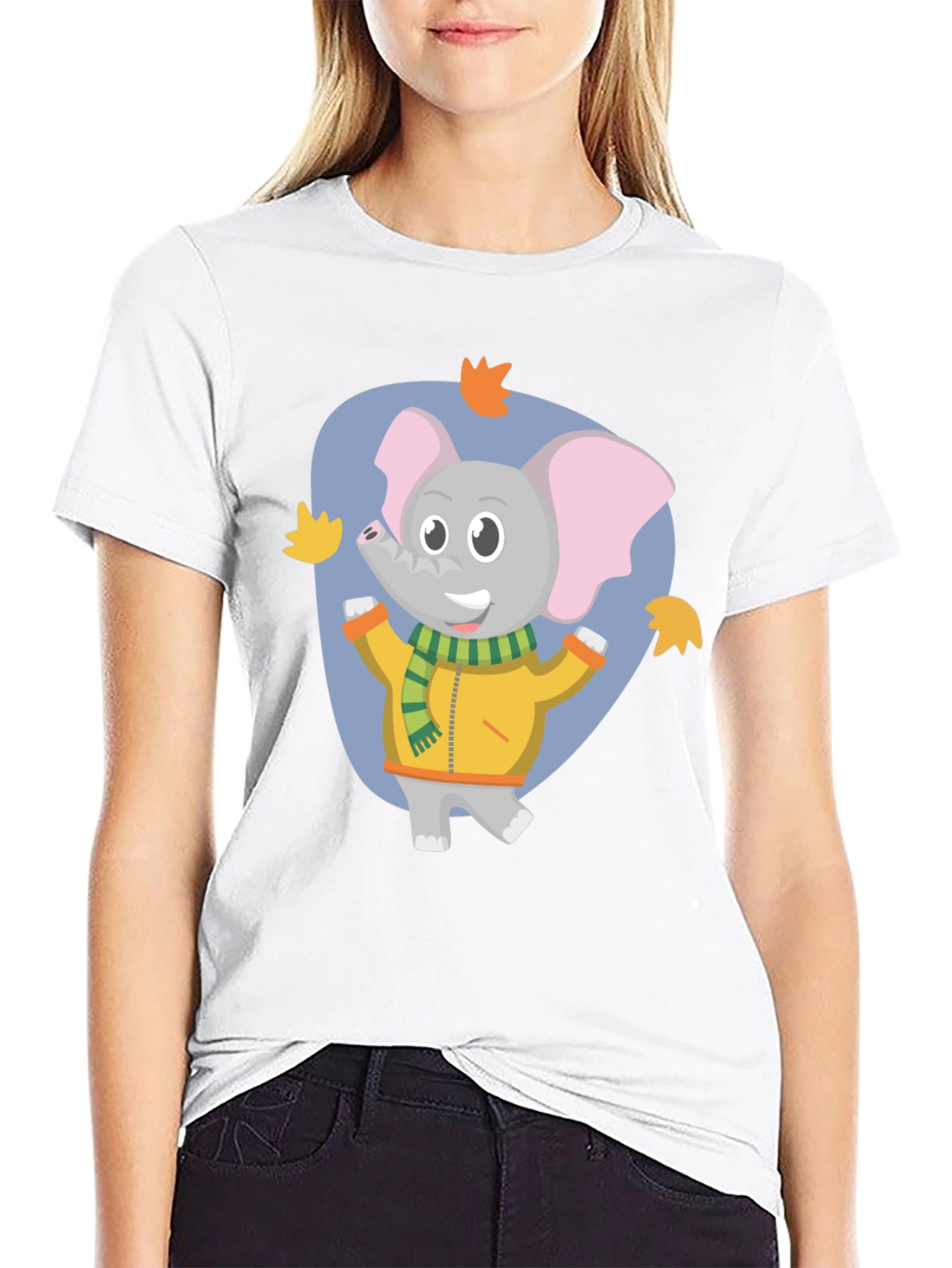 Cute Elephant Fall Cartoon T-Shirt