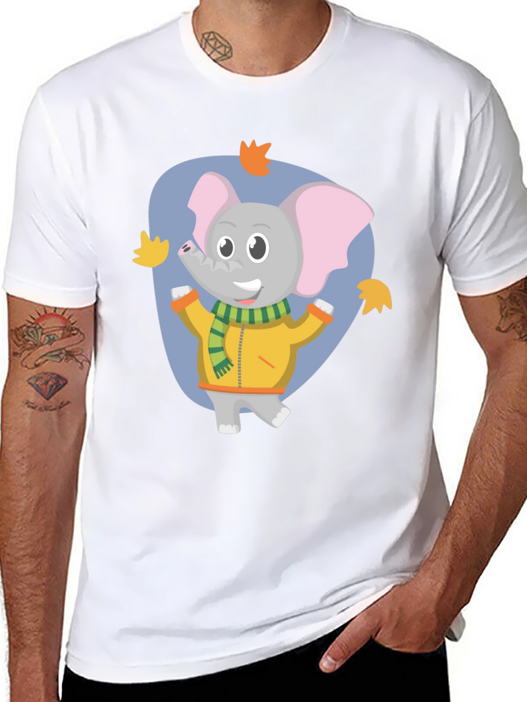Cute Elephant Fall Cartoon T-Shirt